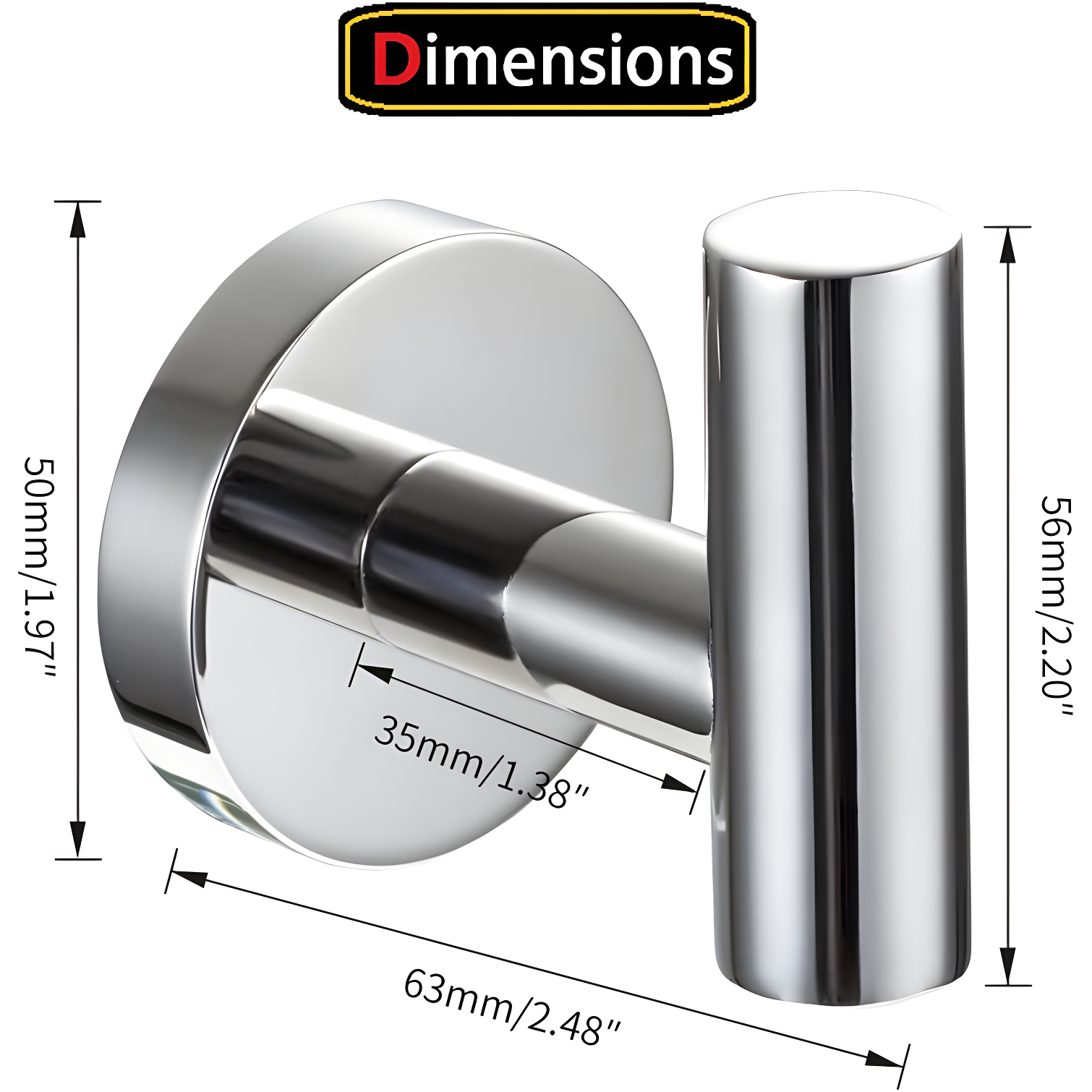 Bathroom Stainless Steel Towel Hooks Wall Mounted 4-Pack