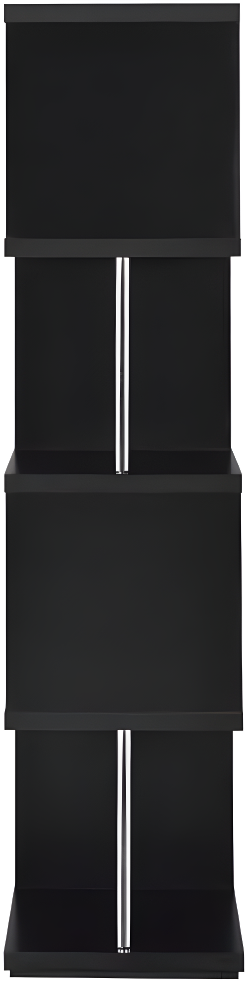66.5" Baxter 4 Shelf Zig Zag Bookcase with Chrome Details Black - Coaster: Modern Storage Display