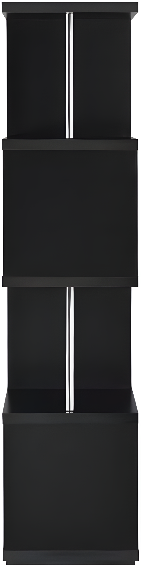 66.5" Baxter 4 Shelf Zig Zag Bookcase with Chrome Details Black - Coaster: Modern Storage Display