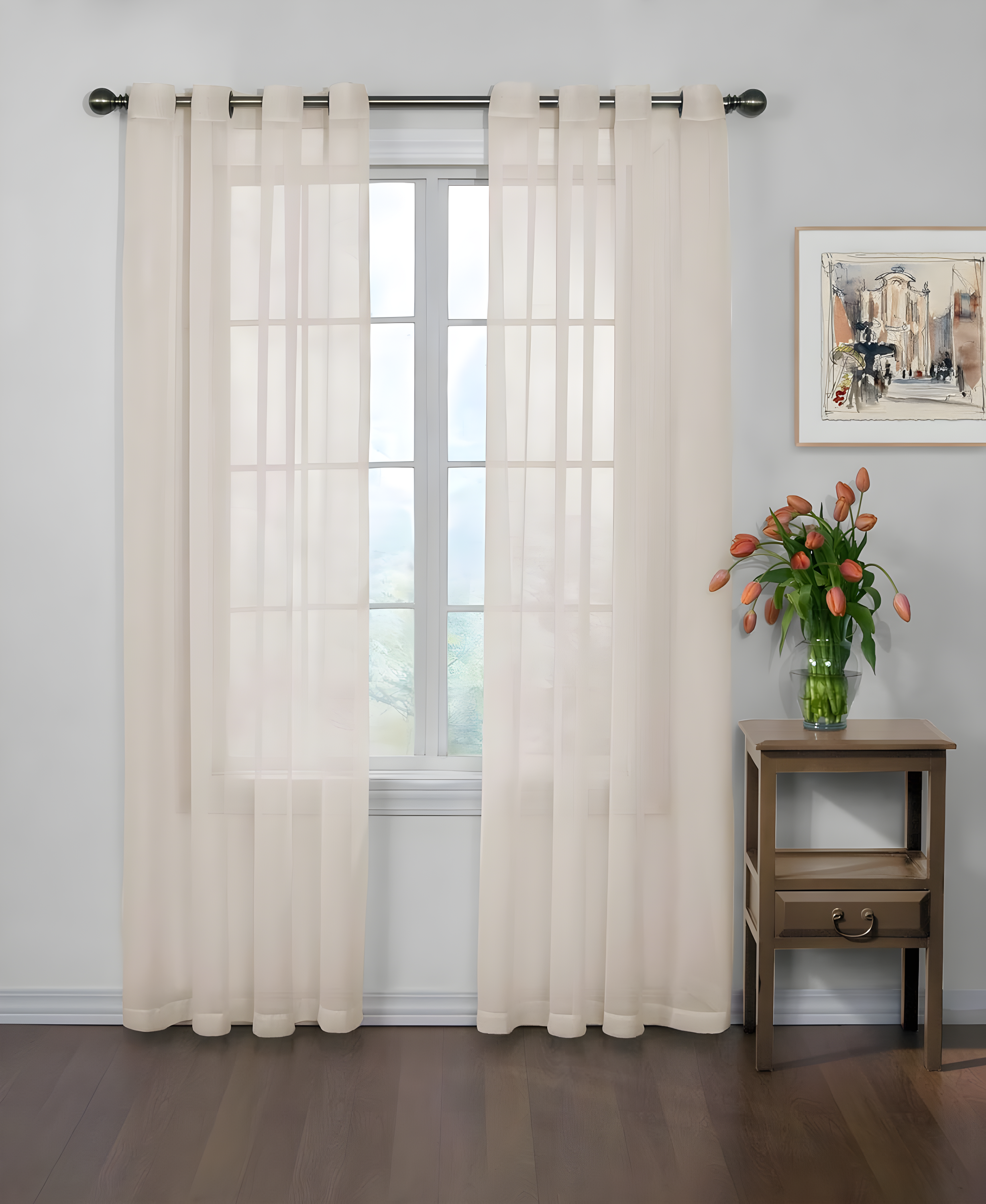 ARM & HAMMER Ivory Odor-Neutralizing Sheer Voile Curtain, 59” x 120”