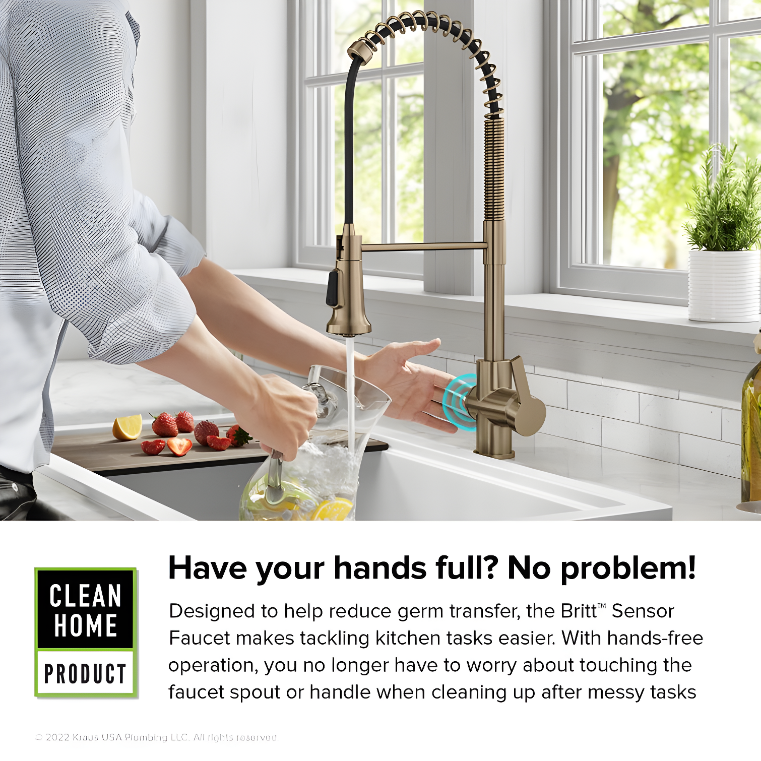 KRAUS Britt Touchless Sensor Commercial Single Handle Pull Down Kitchen Faucet