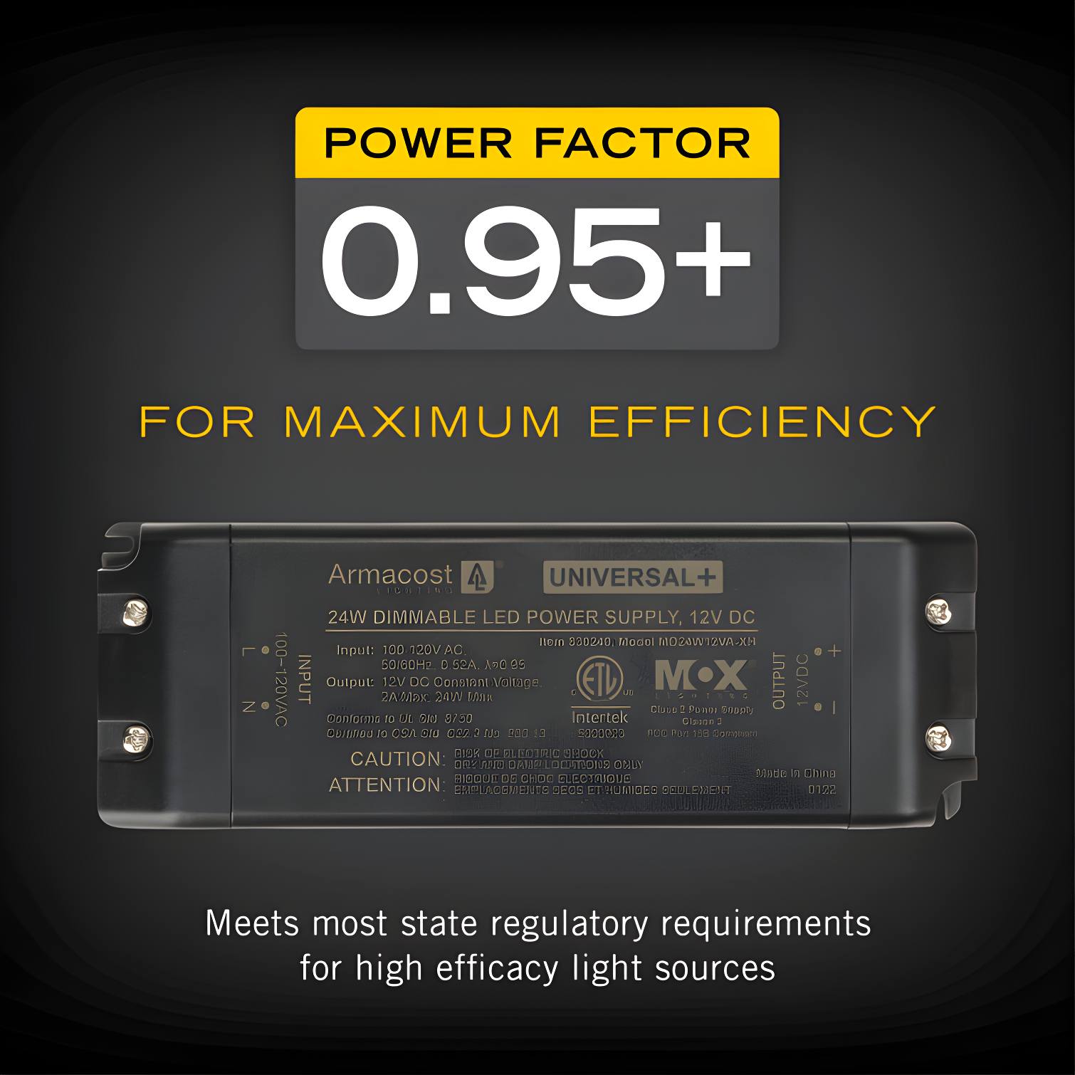 Armacost Lighting Universal+ Dimmable LED Driver 12V DC, 60W Electronic Transformer ELV/MLV/TRIAC 830240