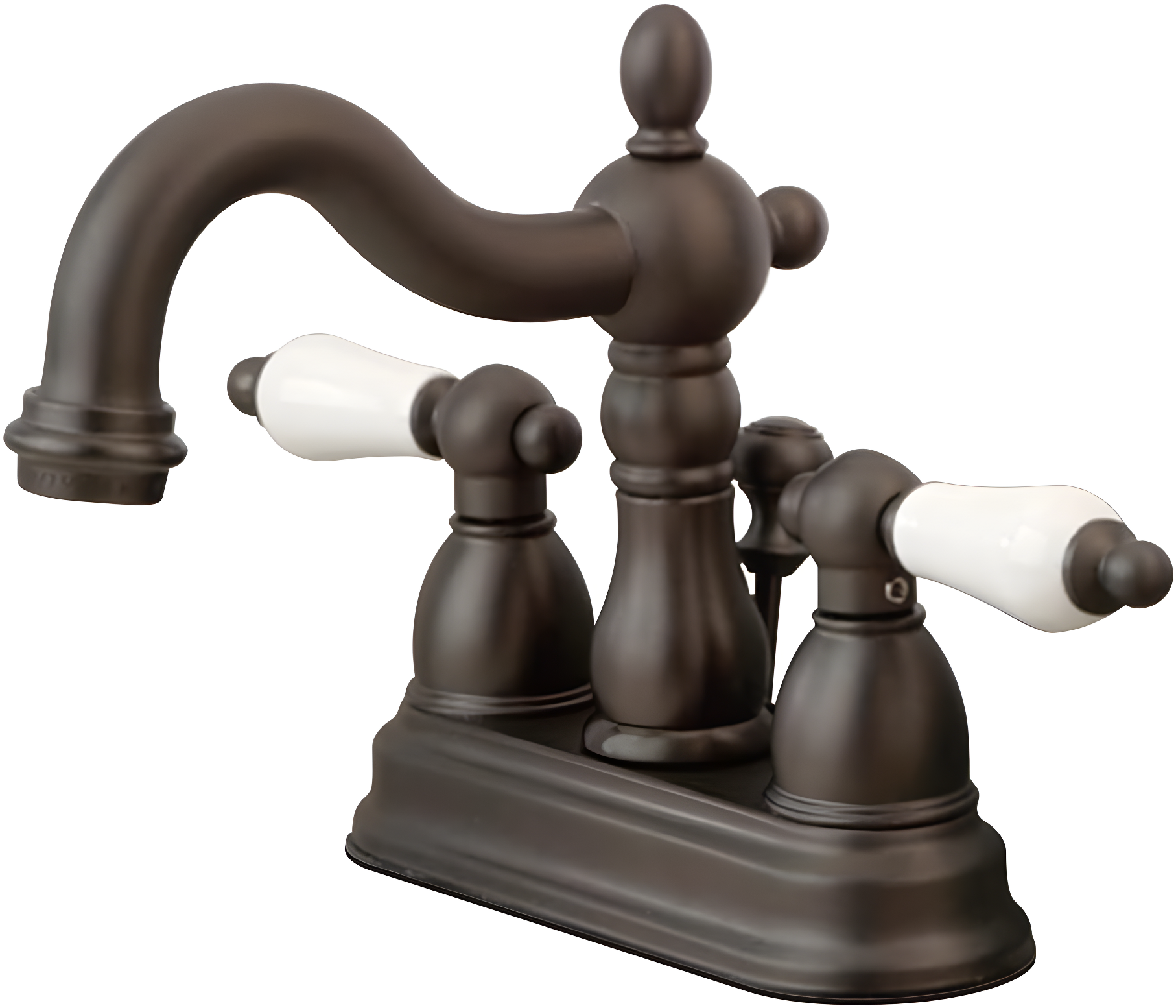 Kingston Brass Heritage Two-Handle 3-Hole Deck Mount 4" Centerset Bathroom Faucet with Plastic Pop-Up