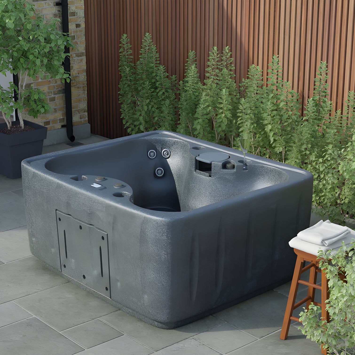 AquaRest Discover AR150 Standard 4-Person 12-Jet Plug & Play Hot Tub with LED Waterfall and Friction Heating