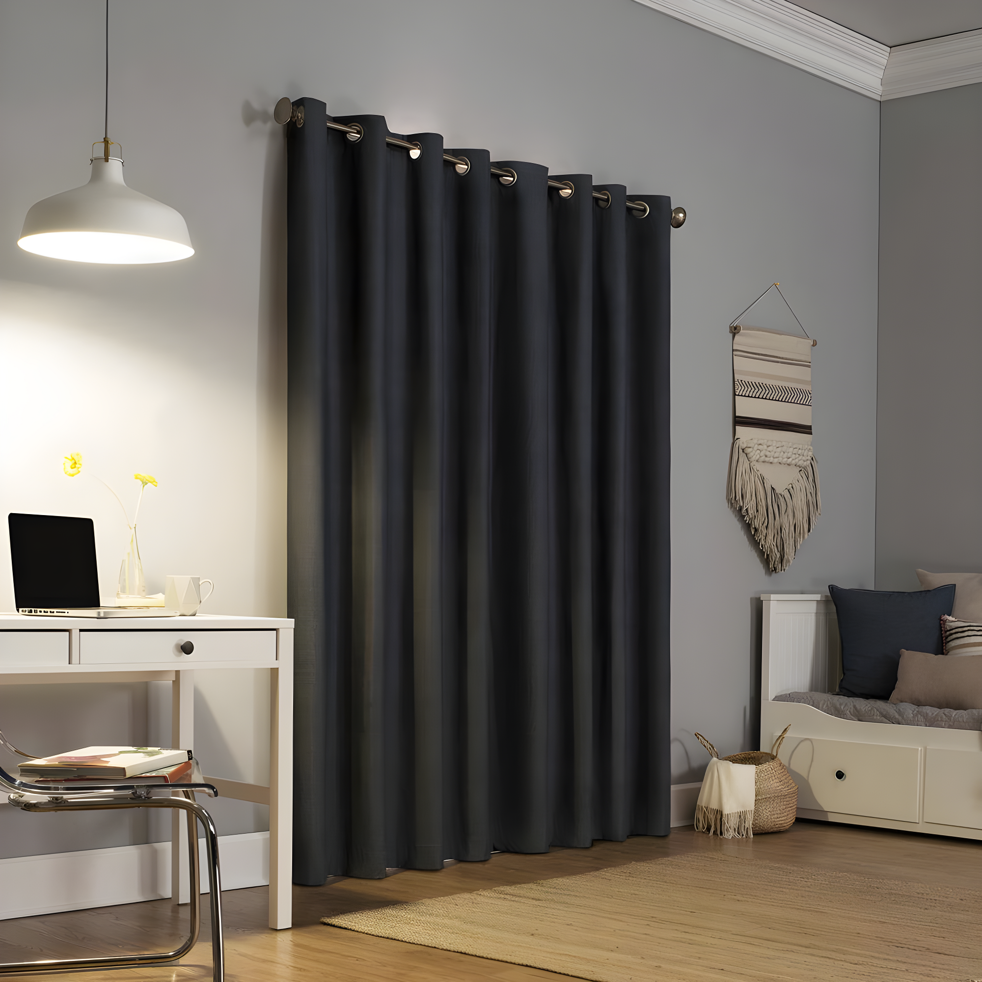 Sun Zero Duran Thermal Insulated 100% Blackout Grommet Curtain Panel, 50"X108", Charcoal (Single Panel)