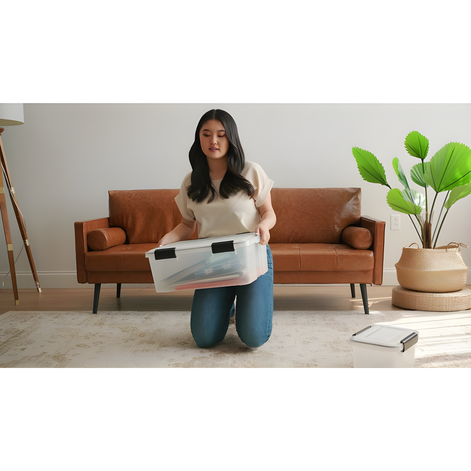 IRIS USA WeatherPro File Organizer Plastic File Box for Letter/Legal File, Clear, 32 Qt. 1Pack