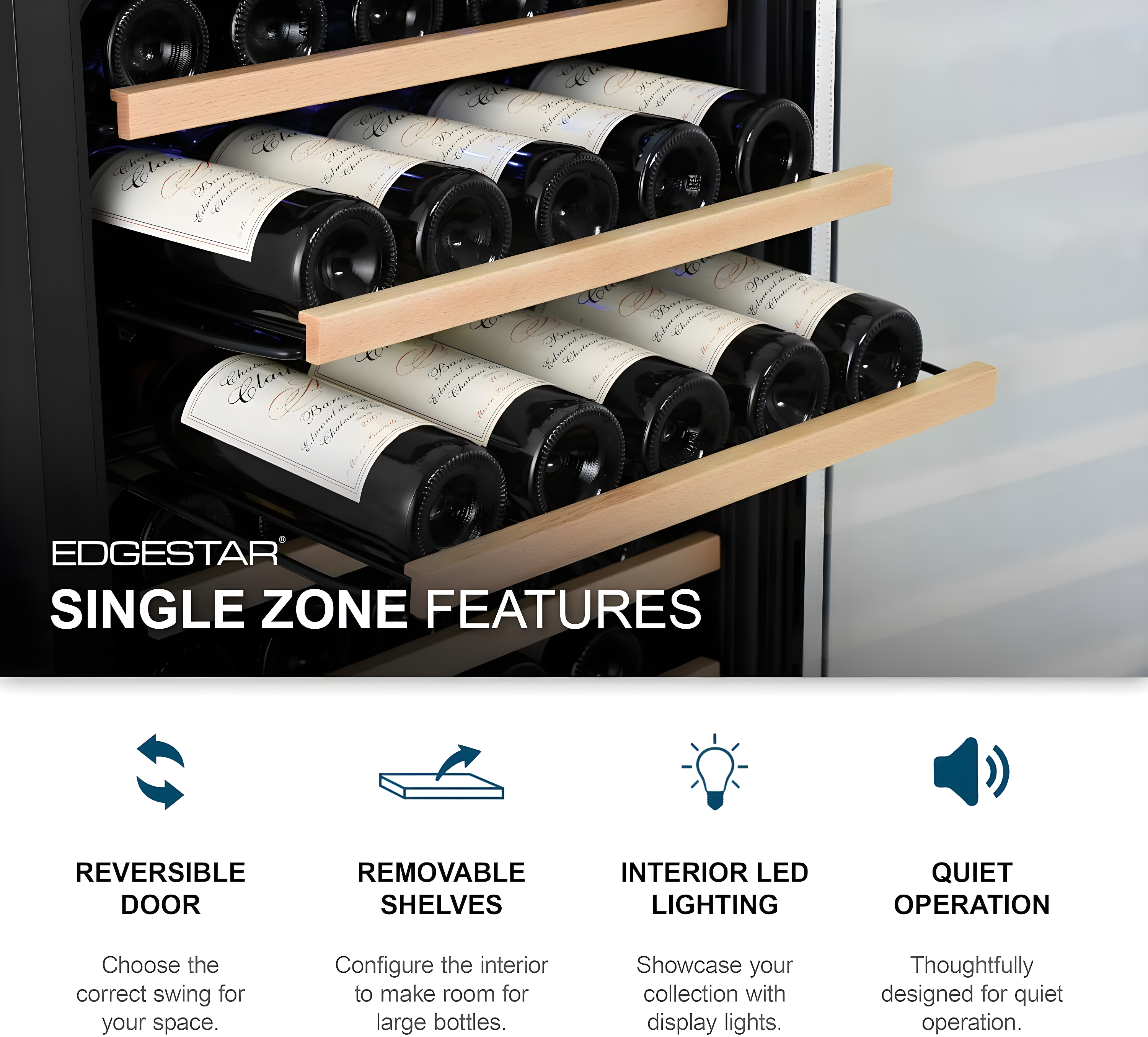 EdgeStar EdgeStar Single Zone 15'' Built-In 30 Bottle Wine Refrigerator with Reversible Door