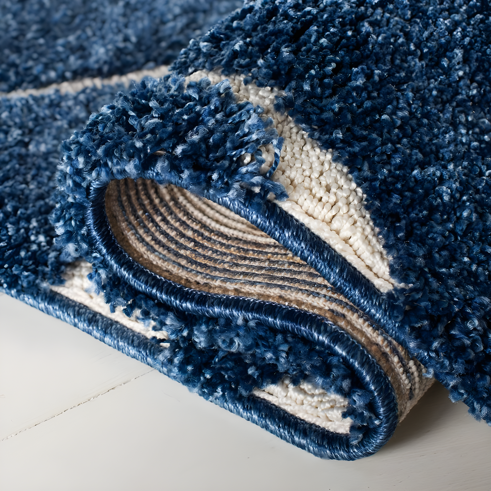 Florida Shag SG455 Power Loomed Indoor Runner Rug - Dark Blue/Cream - 2'3"x9' - Safavieh.
