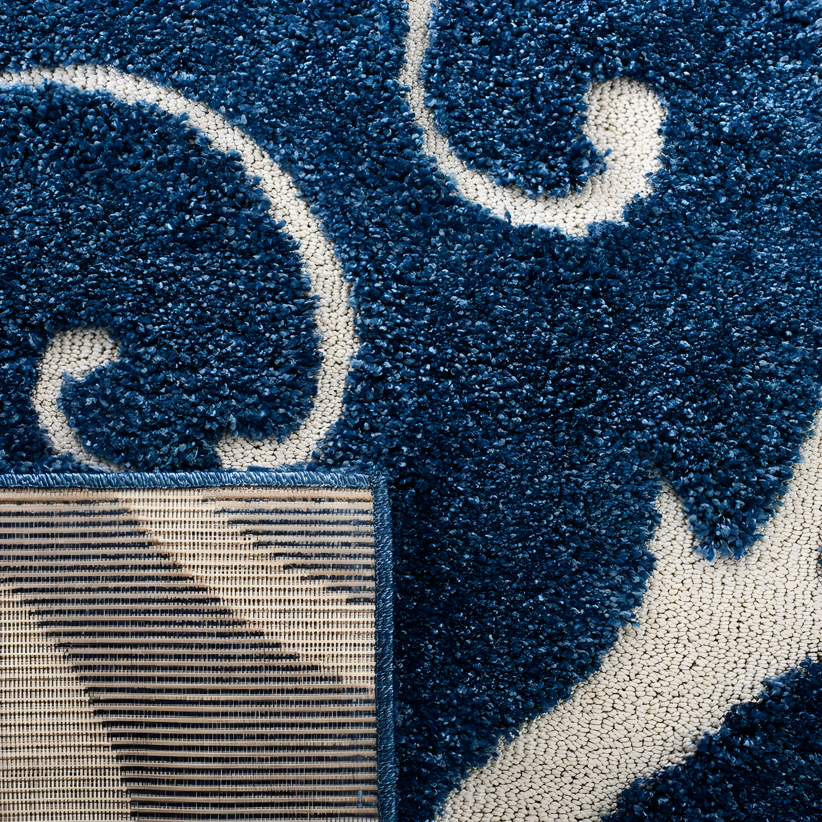 Florida Shag SG455 Power Loomed Indoor Runner Rug - Dark Blue/Cream - 2'3"x9' - Safavieh.