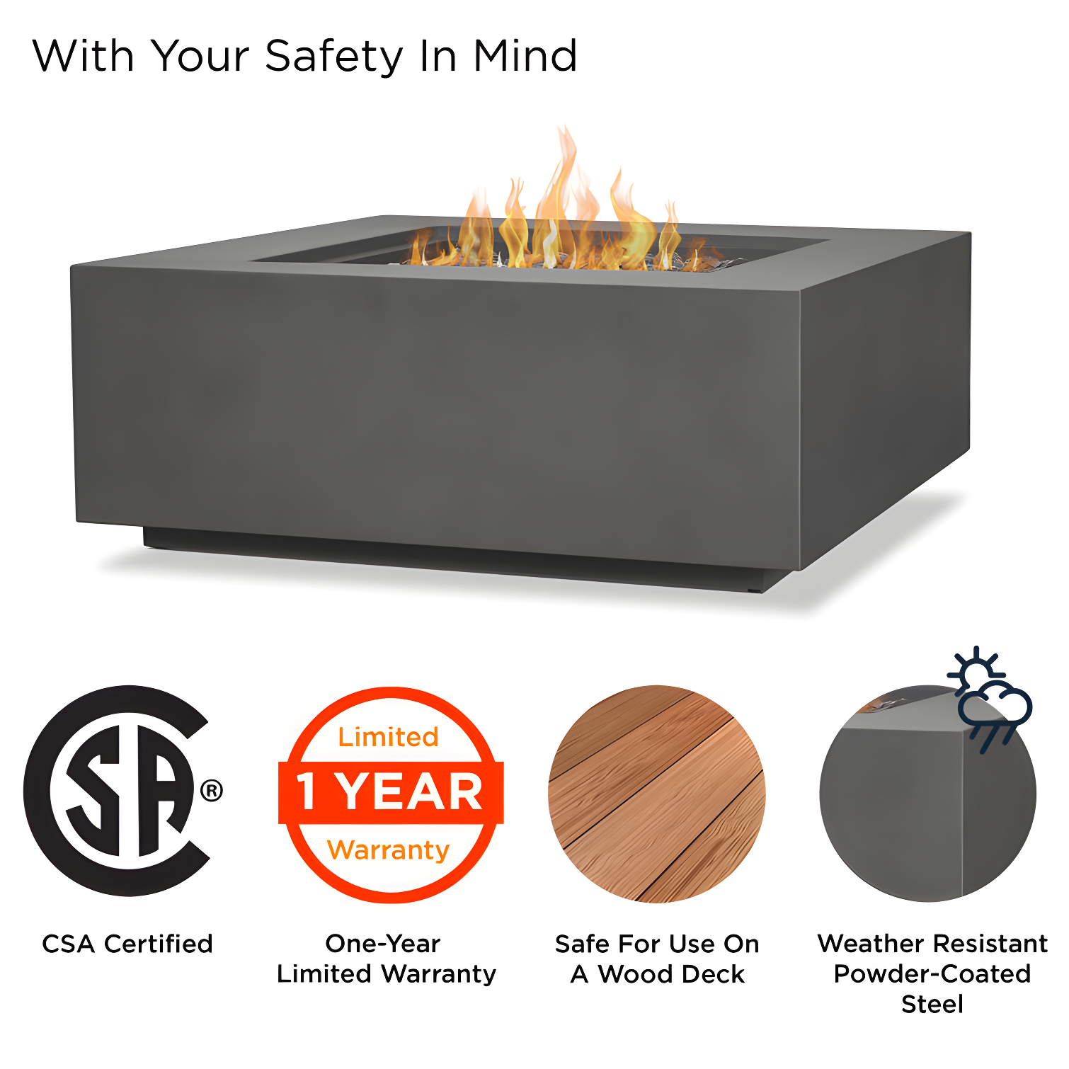AEGEAN Propane / Natural Gas Outdoor Fire Pit Table