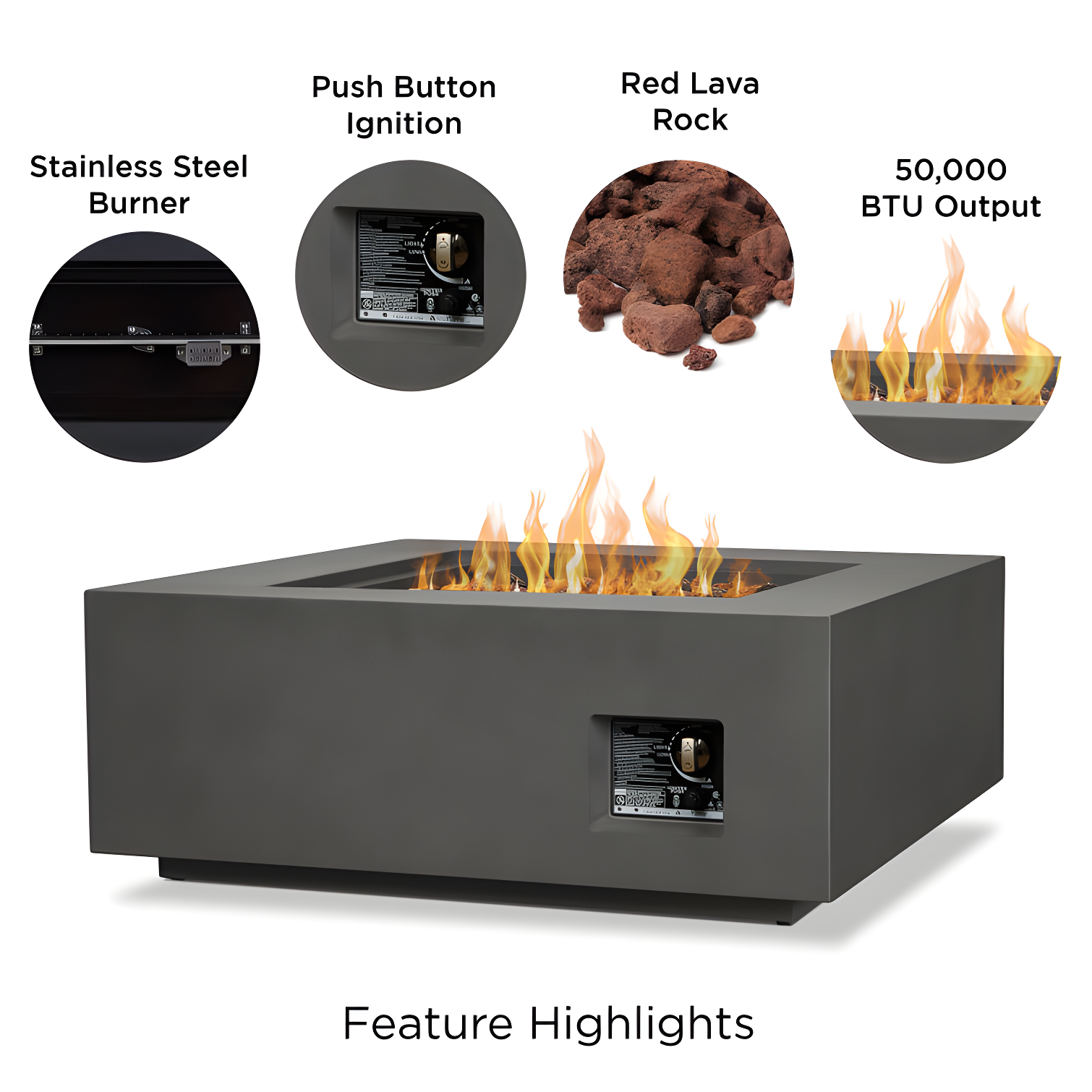 AEGEAN Propane / Natural Gas Outdoor Fire Pit Table