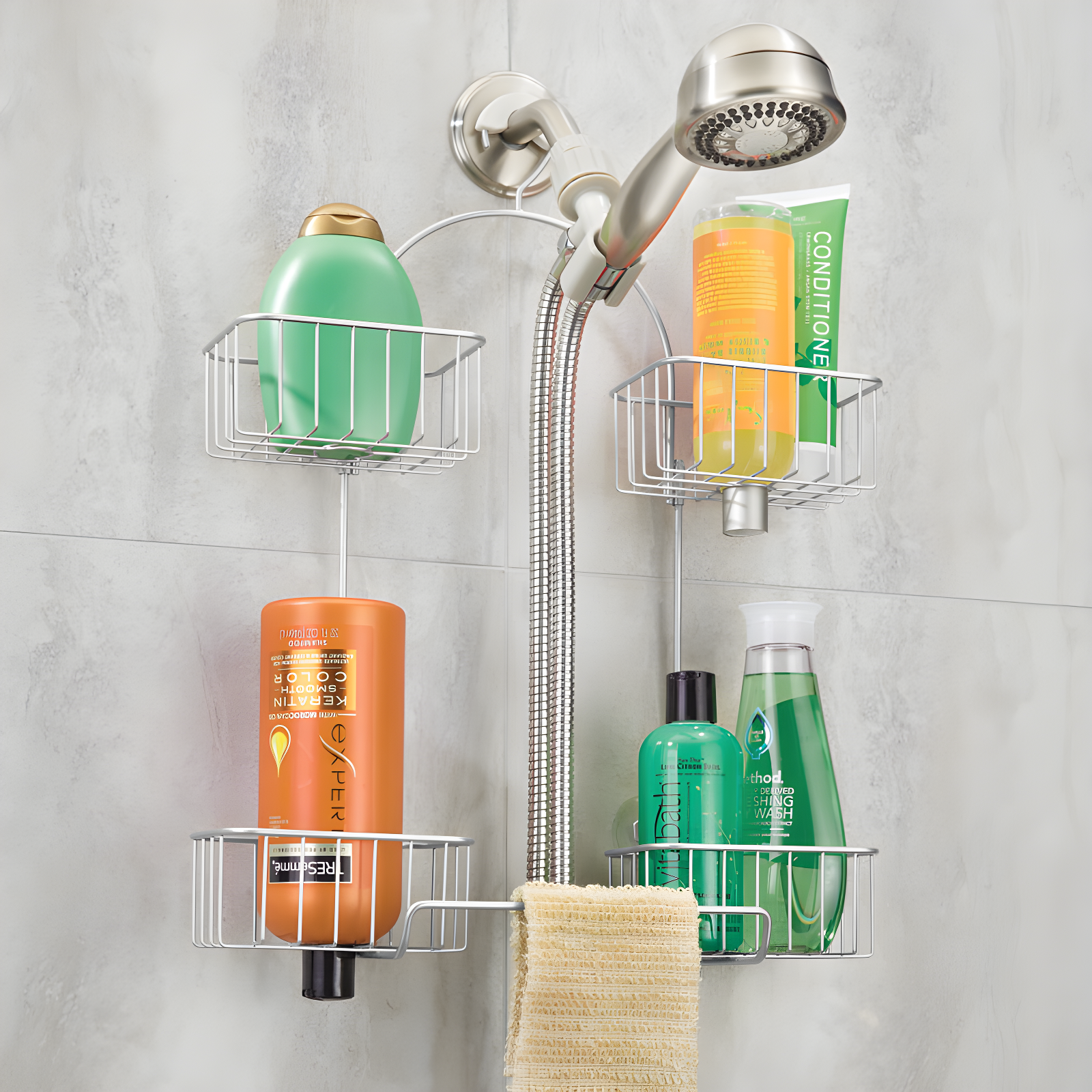 iDesign iDesign Classico Handheld Hose Hanging Shower Organizer, 15.98" x 6.46" x 12.99", Chrome