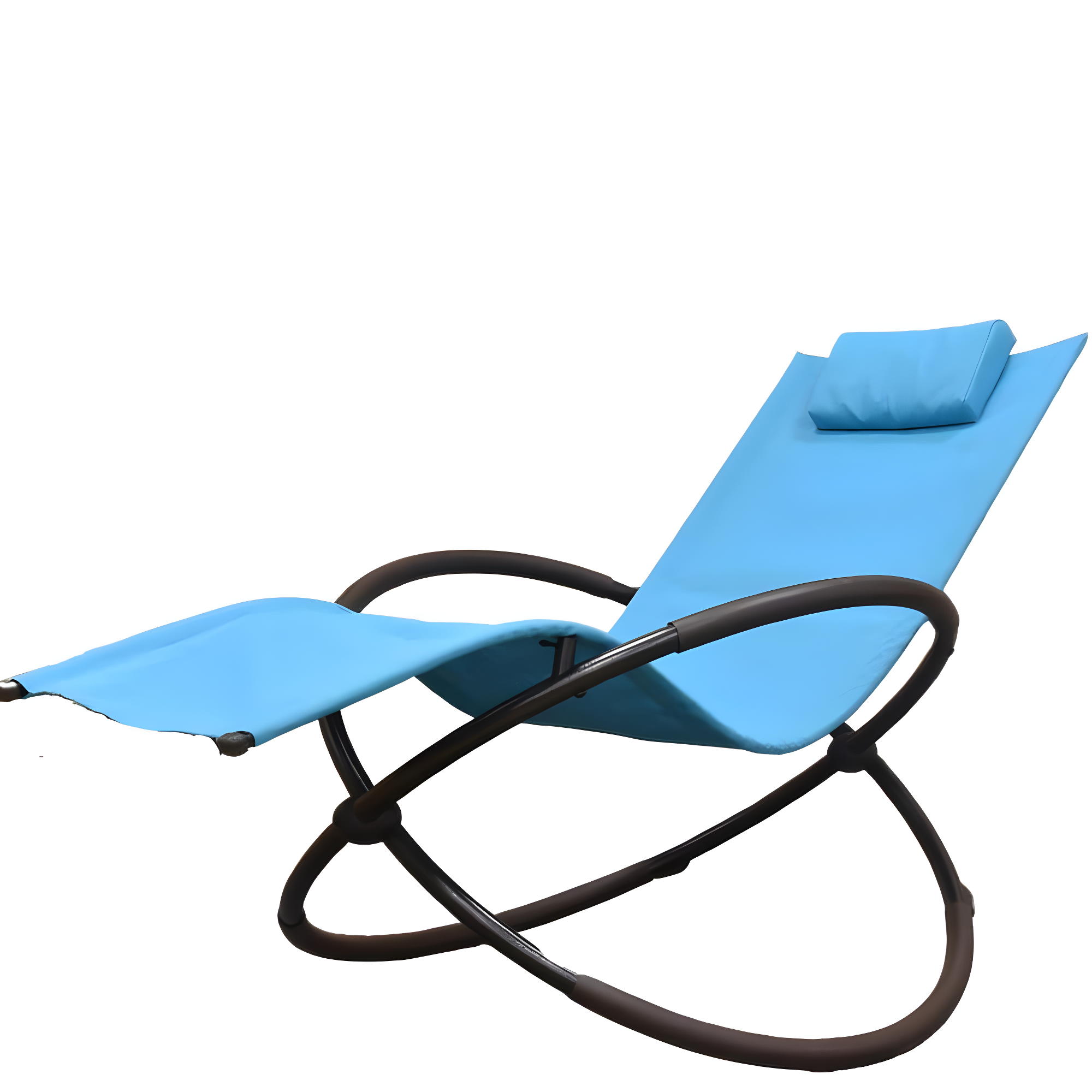 The Hamptons Collection 60” Blue Outdoor Aluminum Orbital Lounge Chair with a Pillow