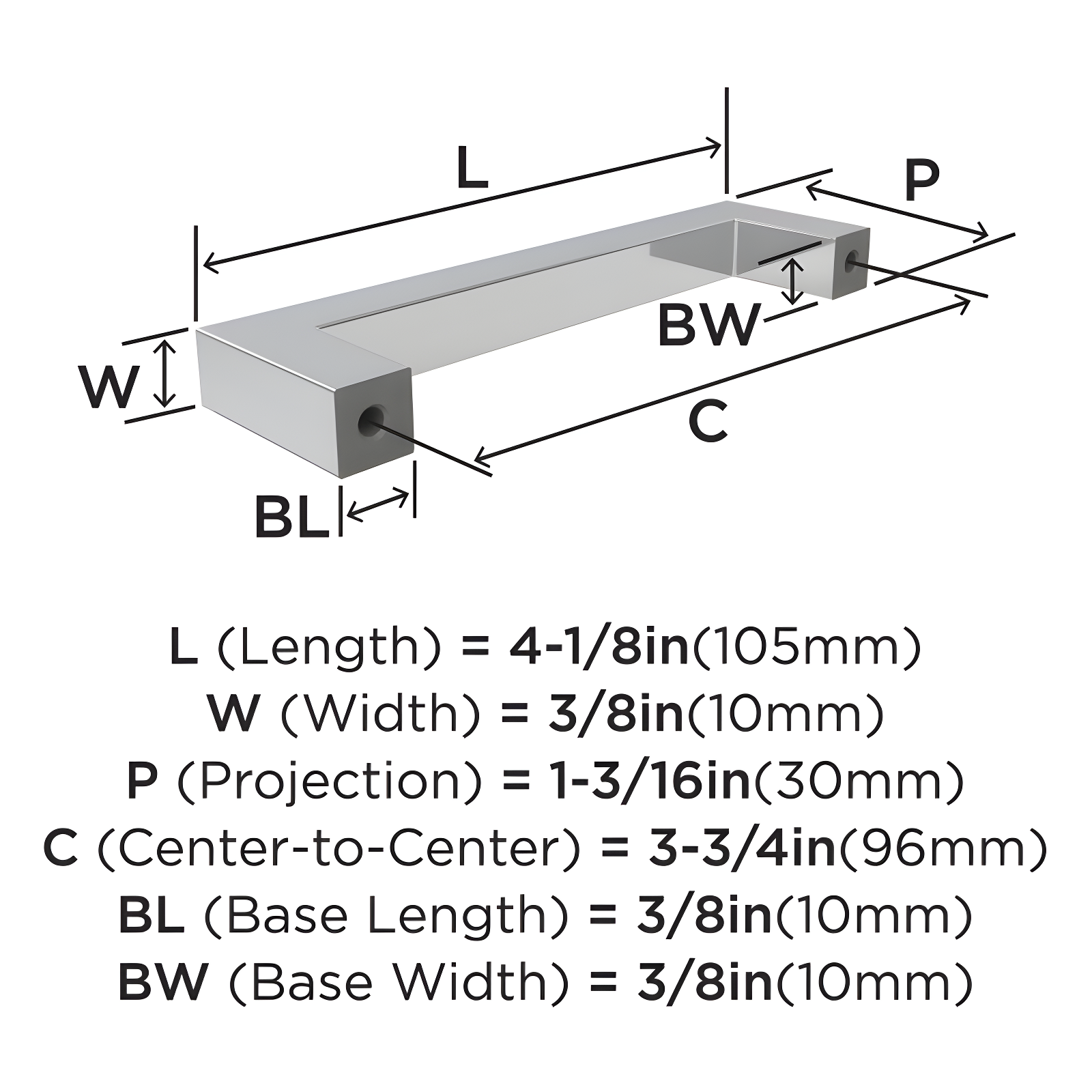 Amerock Monument 3-3/4 inch (96mm) Center-to-Center Polished Chrome Cabinet Pull