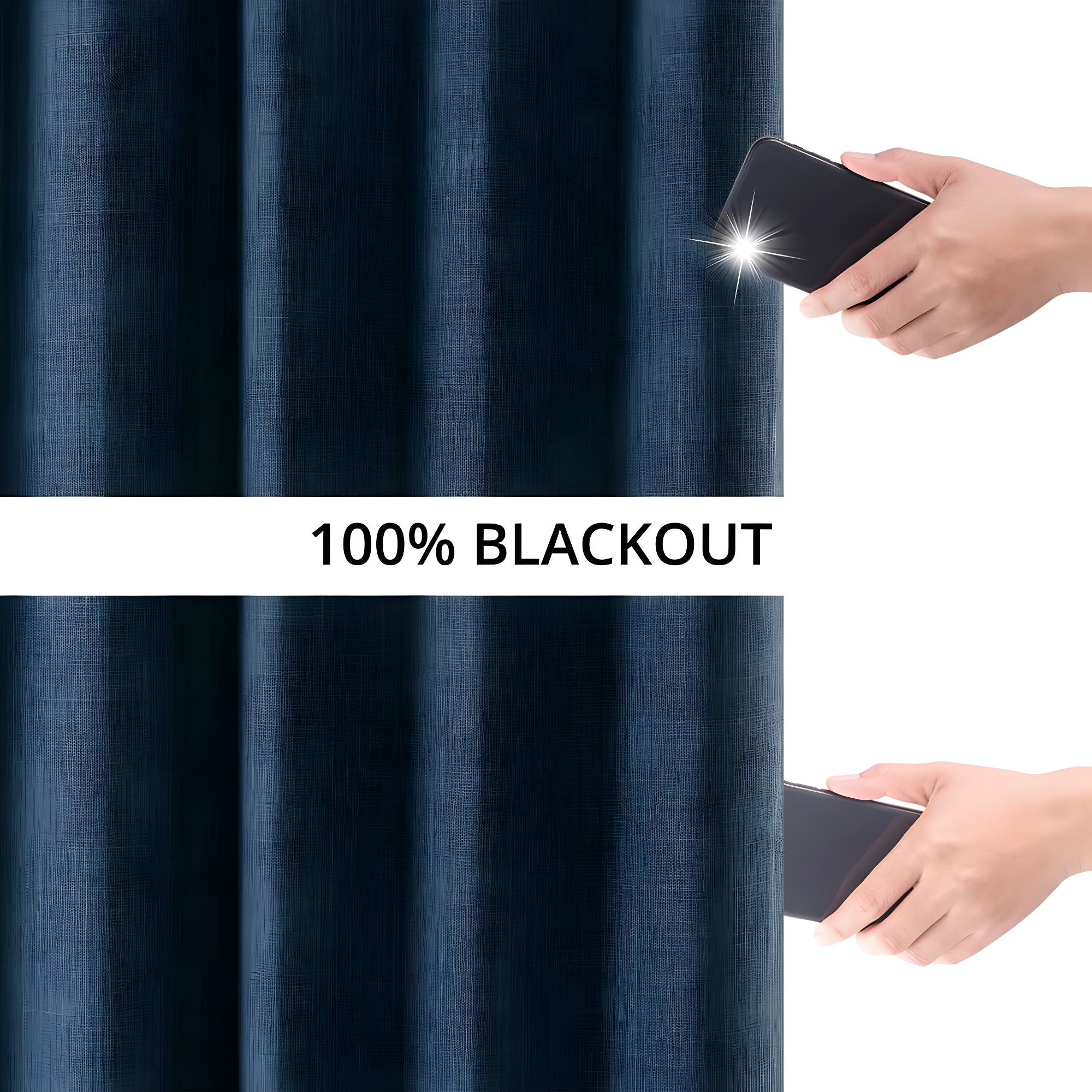 Signature Voyager Blue Faux Linen Blackout Curtain (1 Panel), Voyager Blue, 50W X 84L