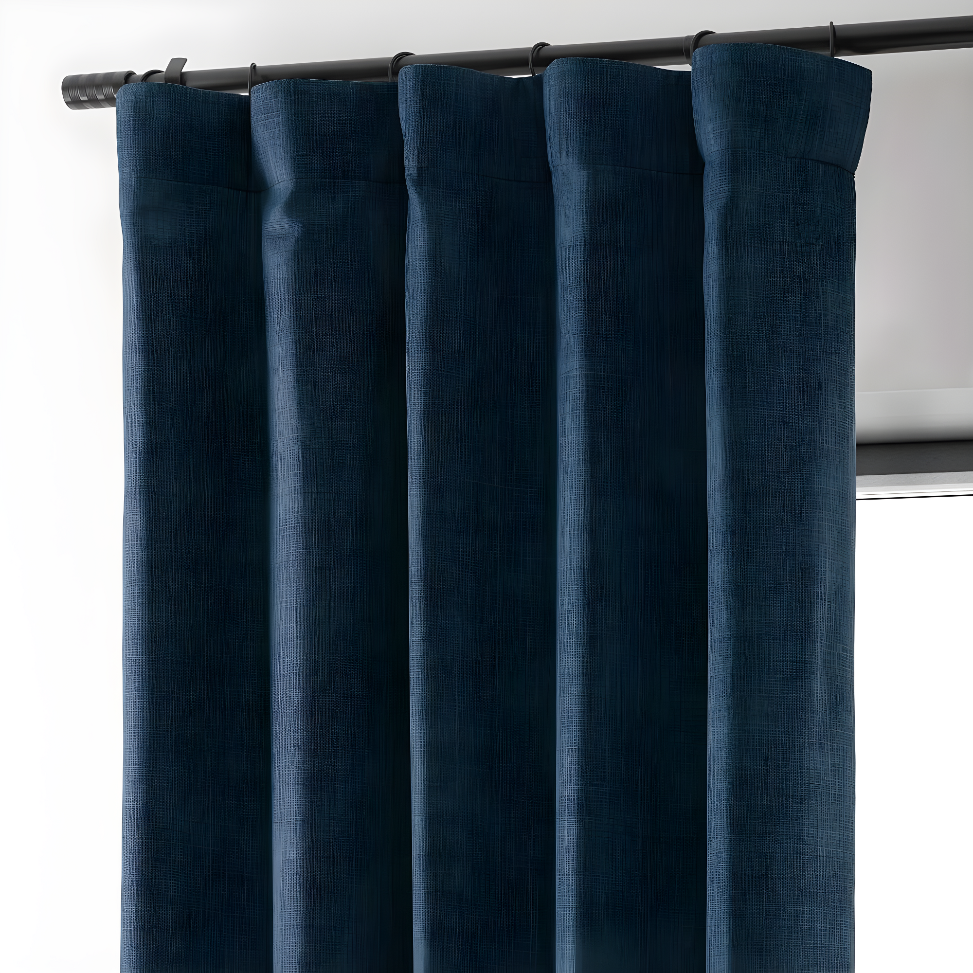 Signature Voyager Blue Faux Linen Blackout Curtain (1 Panel), Voyager Blue, 50W X 84L