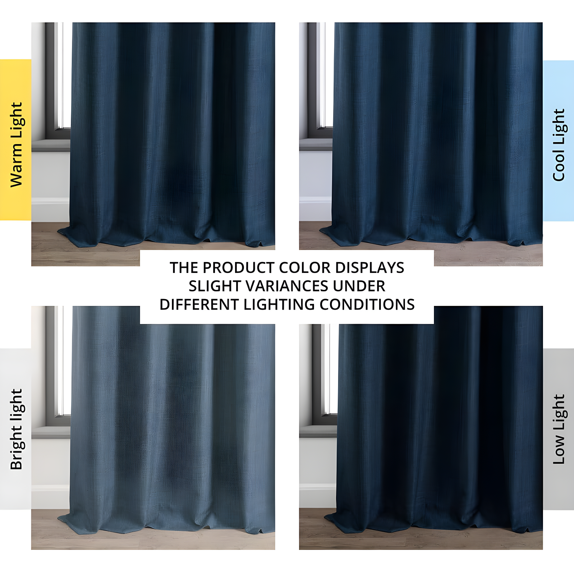 Signature Voyager Blue Faux Linen Blackout Curtain (1 Panel), Voyager Blue, 50W X 84L