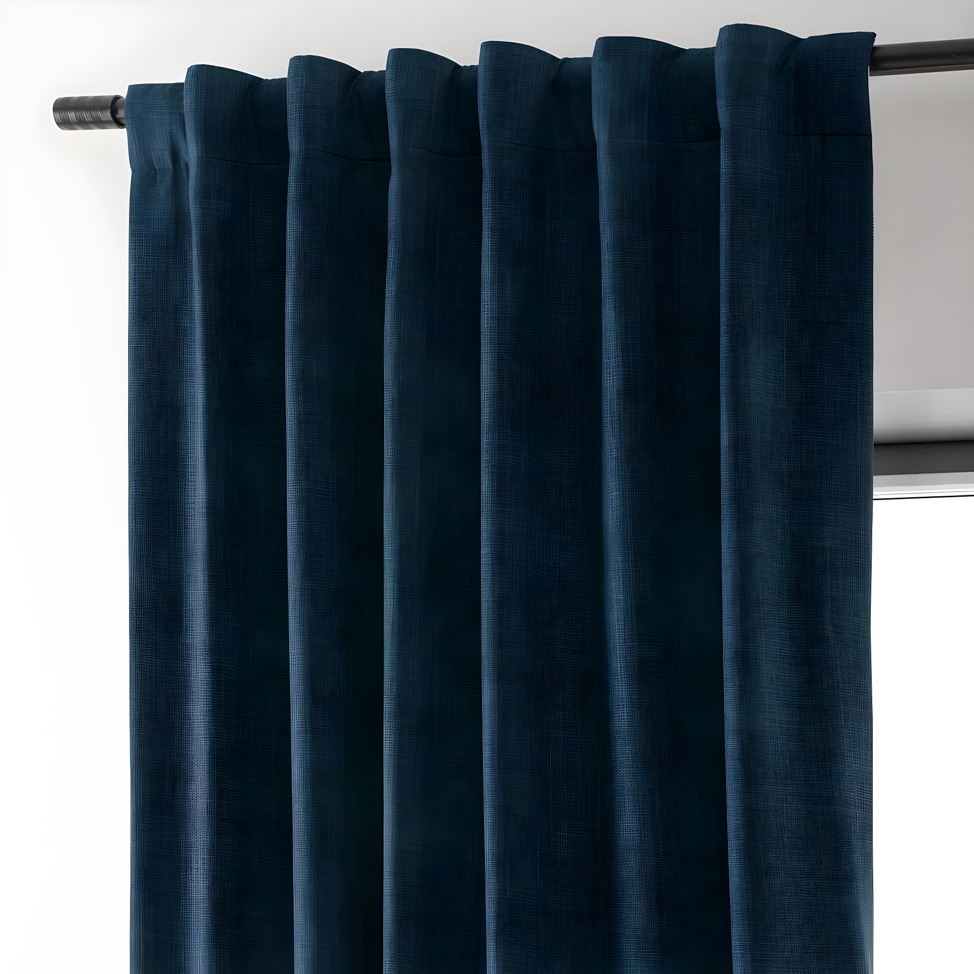 Signature Voyager Blue Faux Linen Blackout Curtain (1 Panel), Voyager Blue, 50W X 84L