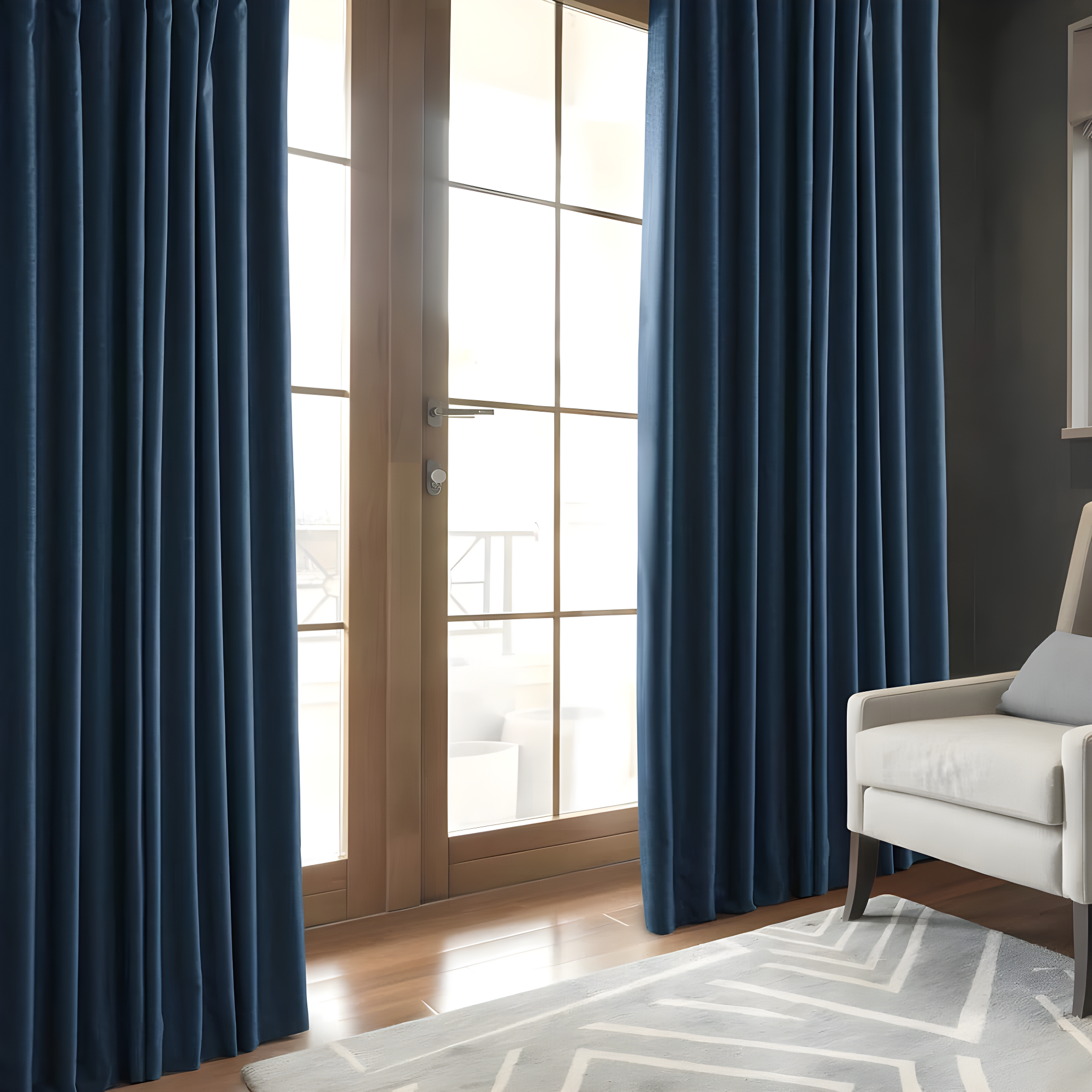 Signature Voyager Blue Faux Linen Blackout Curtain (1 Panel), Voyager Blue, 50W X 84L
