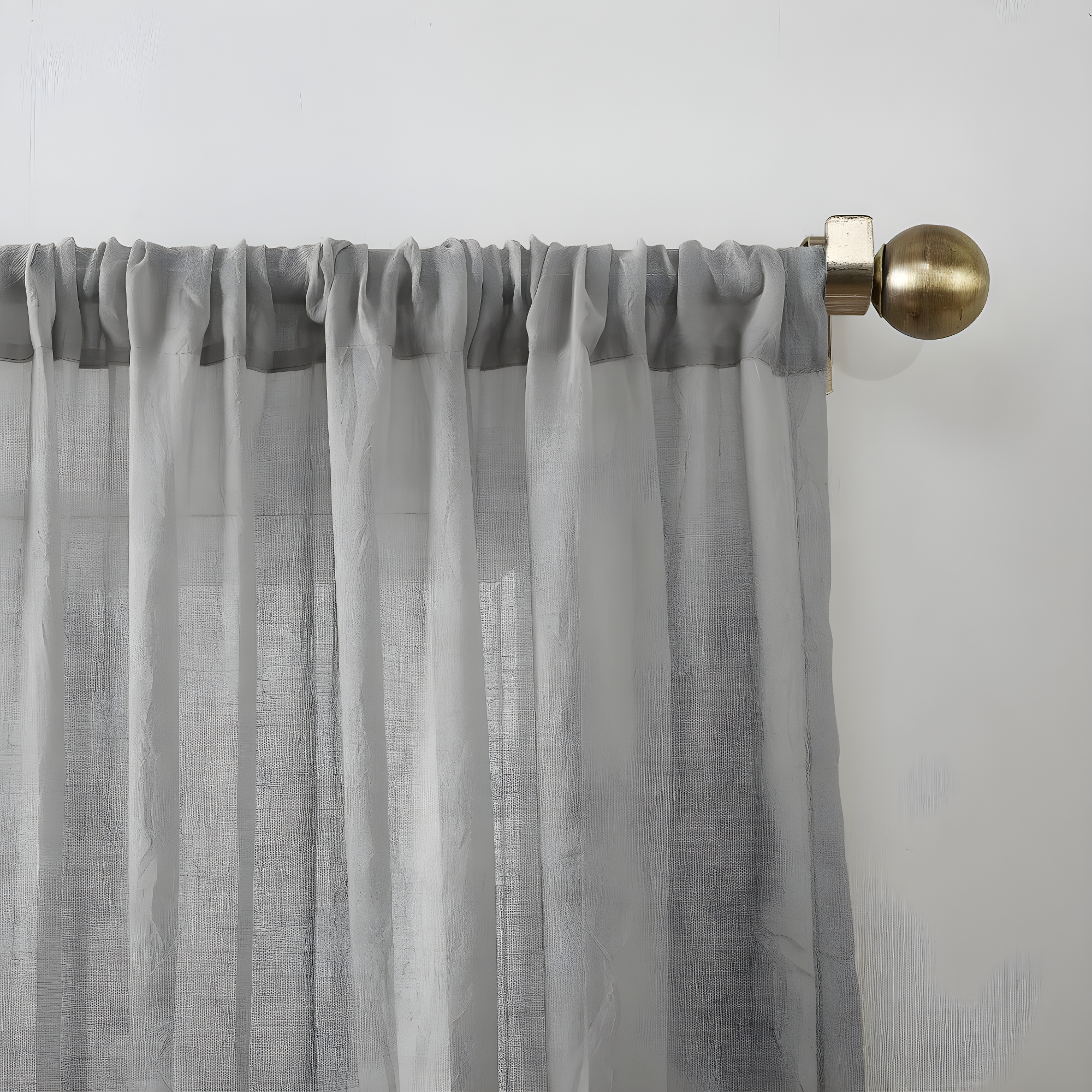50"x84" No. 918 Sheer Avril Crushed Texture Rod Pocket Curtain Panel Gray: Light Filtering, Machine Washable, Polyester