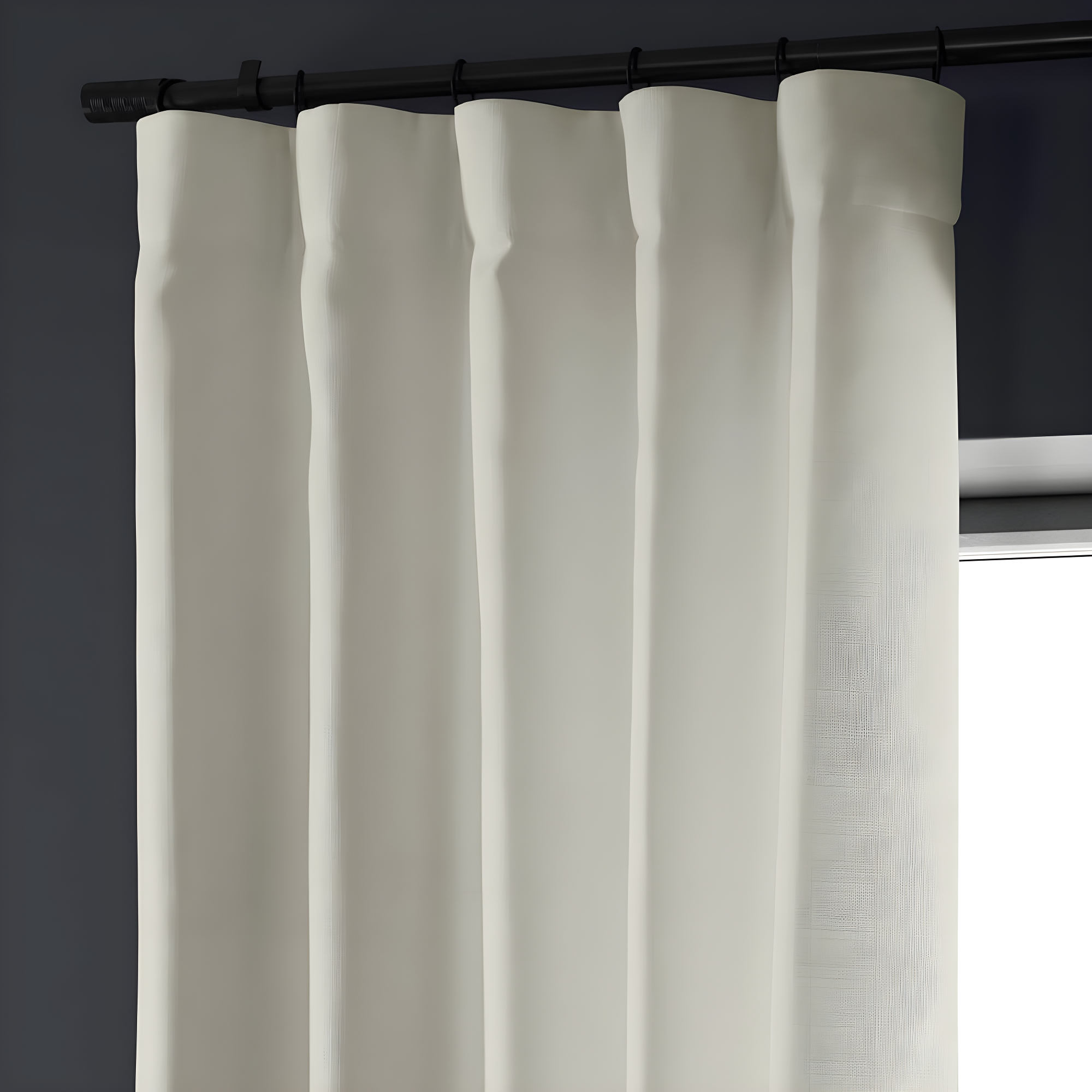 HPD Half Price Drapes Magnolia Off White Italian Faux Linen Room Darkening Curtains with Rod Pocket - 1 Panel - Window Curtains for Living Room & Curtains for Bedroom, 50W X 84L