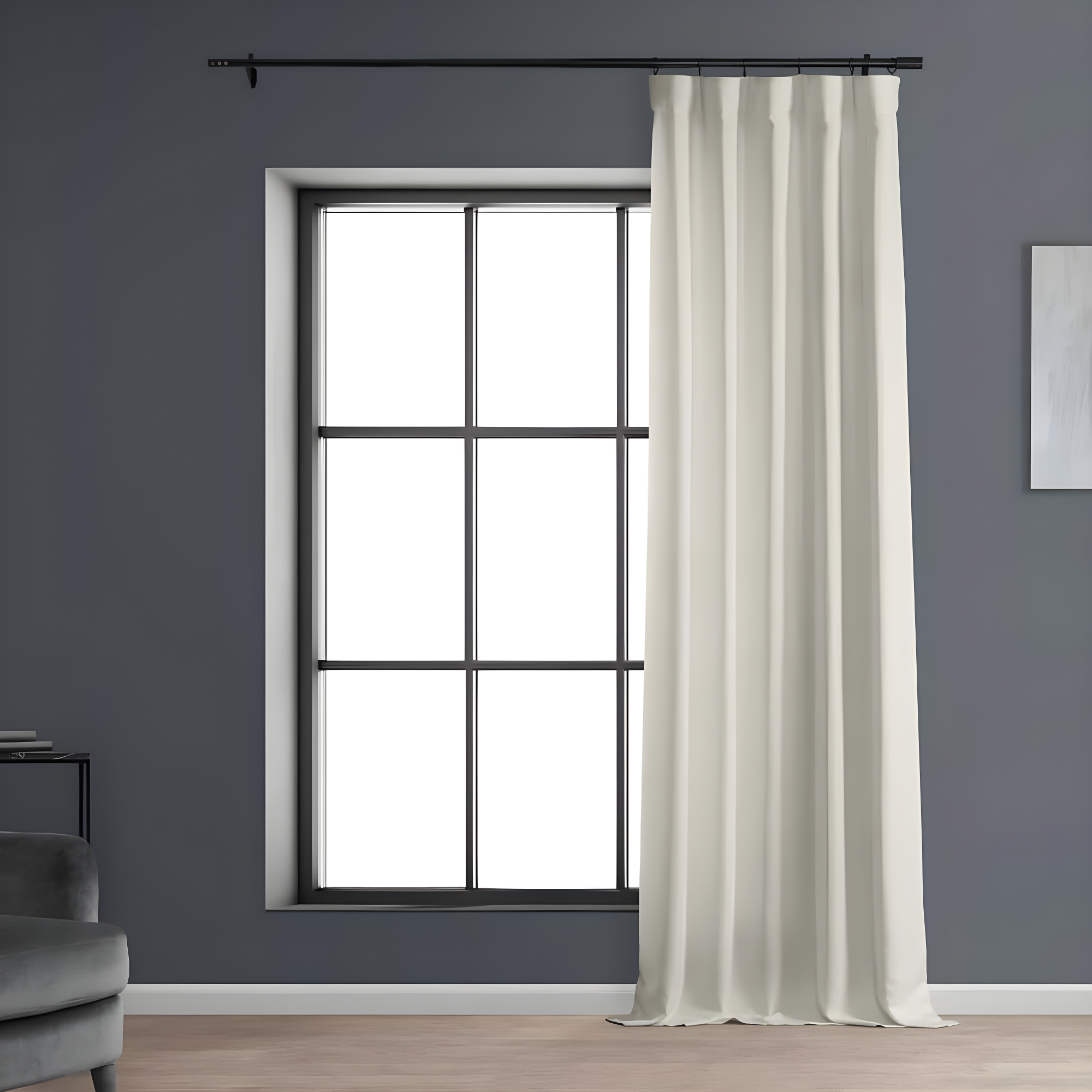 HPD Half Price Drapes Magnolia Off White Italian Faux Linen Room Darkening Curtains with Rod Pocket - 1 Panel - Window Curtains for Living Room & Curtains for Bedroom, 50W X 84L