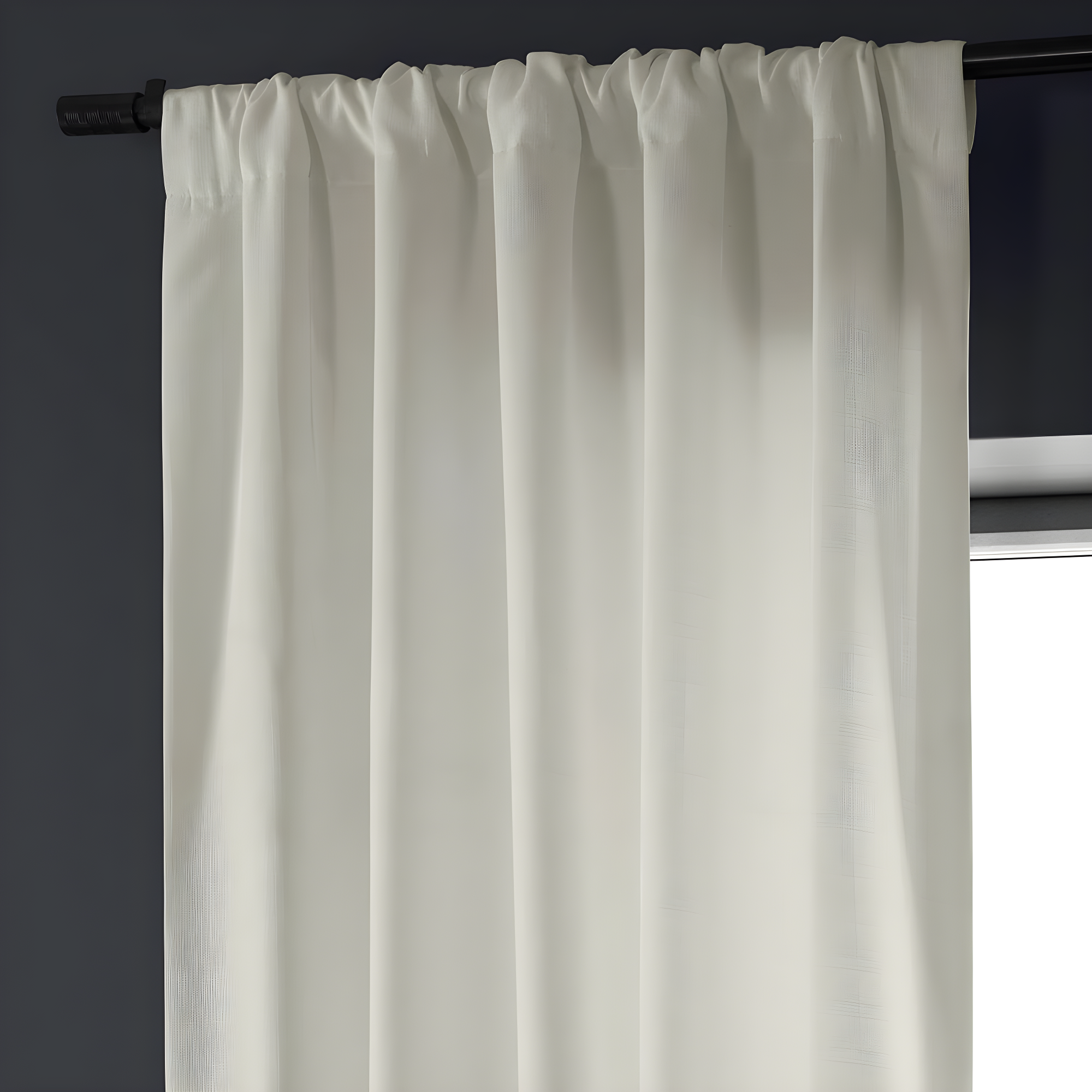 HPD Half Price Drapes Magnolia Off White Italian Faux Linen Room Darkening Curtains with Rod Pocket - 1 Panel - Window Curtains for Living Room & Curtains for Bedroom, 50W X 84L