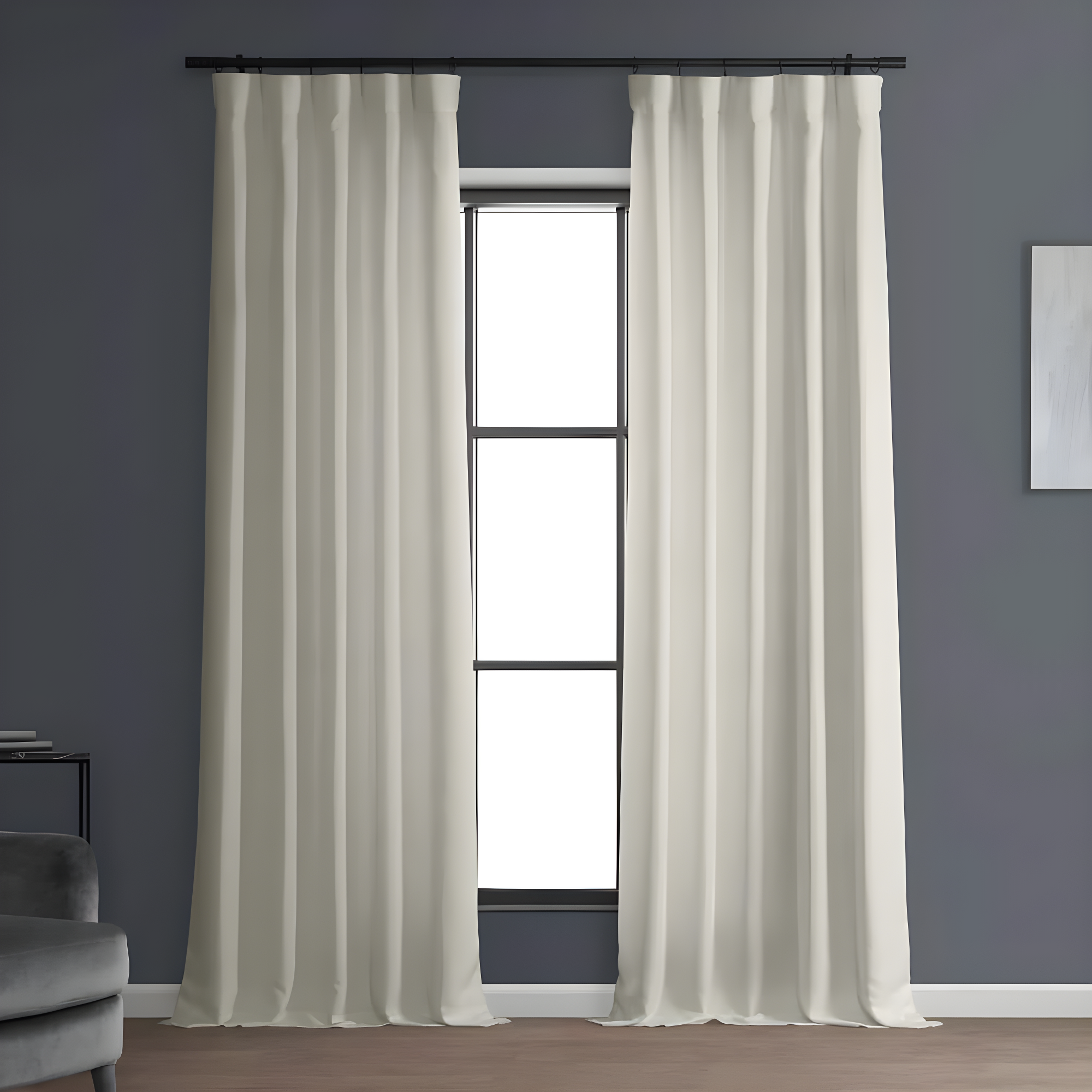 HPD Half Price Drapes Magnolia Off White Italian Faux Linen Room Darkening Curtains with Rod Pocket - 1 Panel - Window Curtains for Living Room & Curtains for Bedroom, 50W X 84L