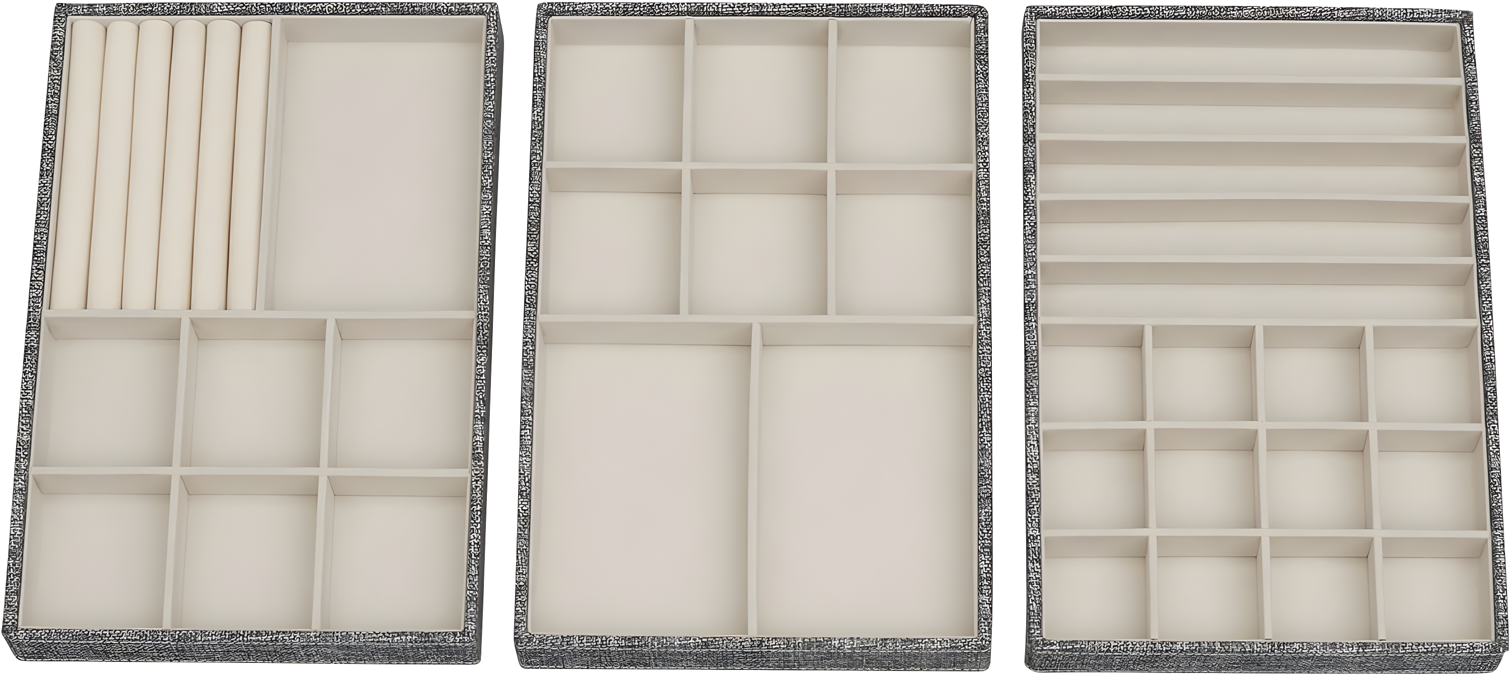 Household Essentials 3pc Stacking Jewelry Trays Graphite Linen: Stackable Jewelry Organizer & Storage, Gray, Adult Use