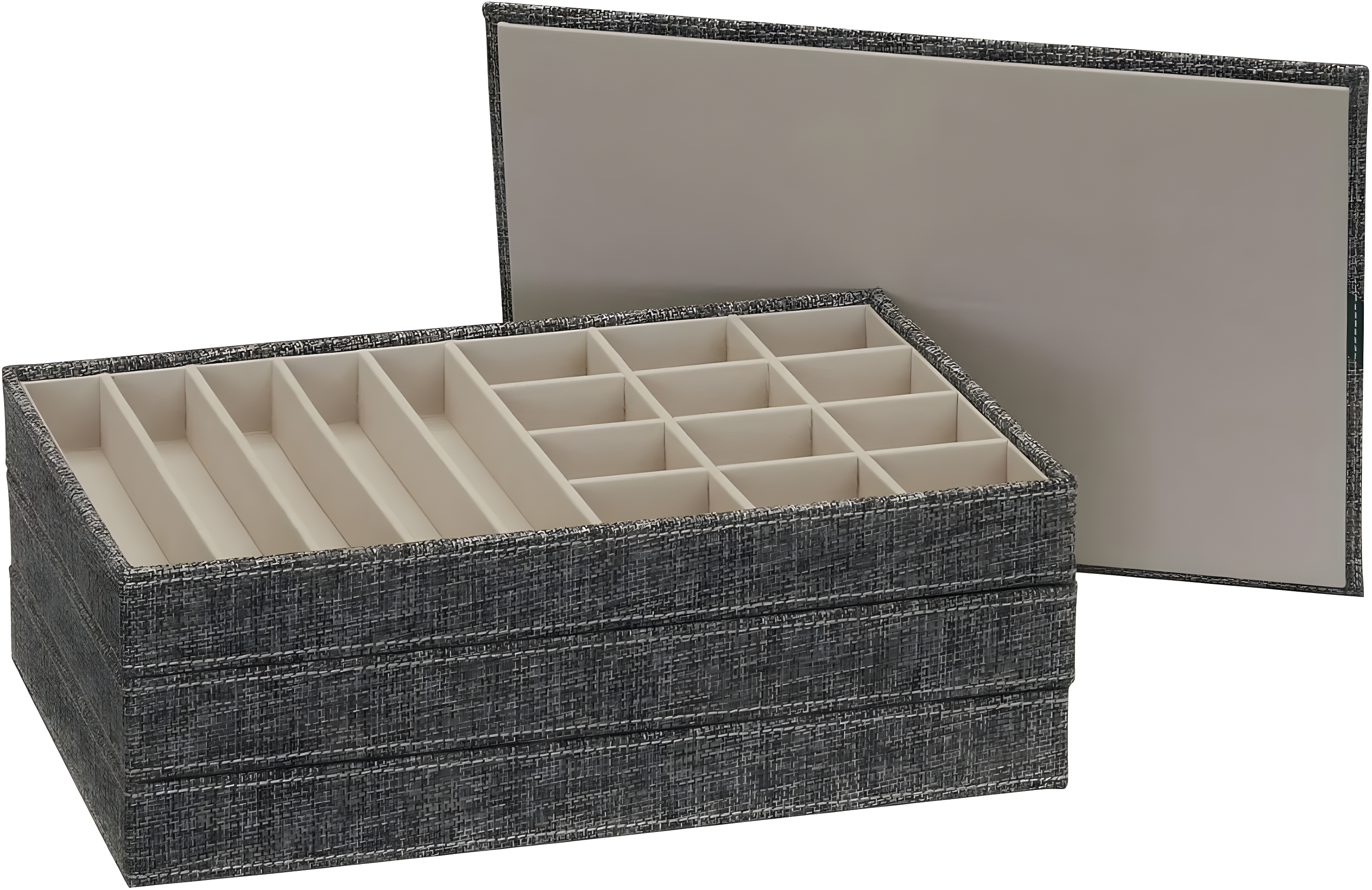 Household Essentials 3pc Stacking Jewelry Trays Graphite Linen: Stackable Jewelry Organizer & Storage, Gray, Adult Use