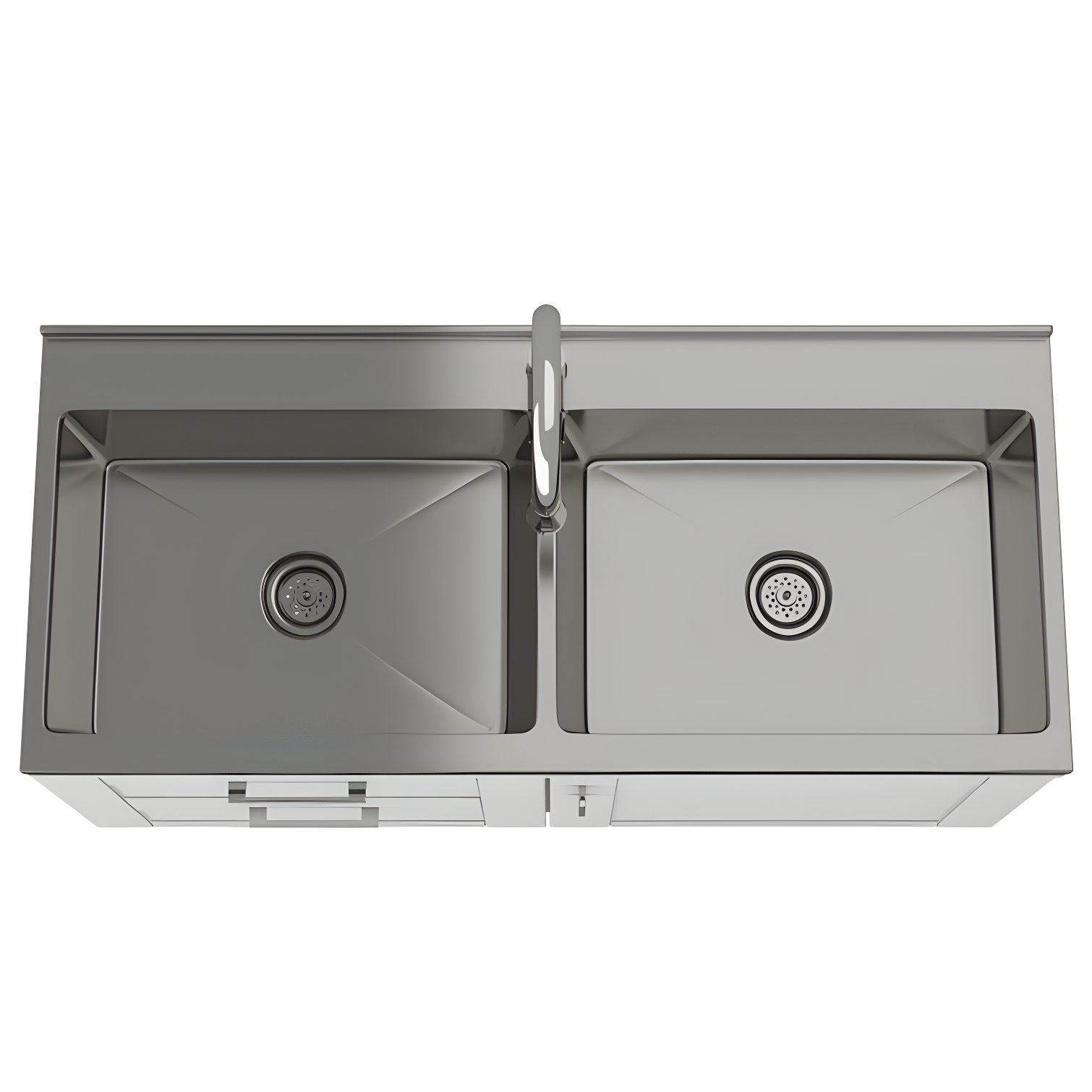 Modern Wide Shaker 46"W Utility Sink & Laundry Cabinet with High-Arc Facet and Stainless Steel Sink, White