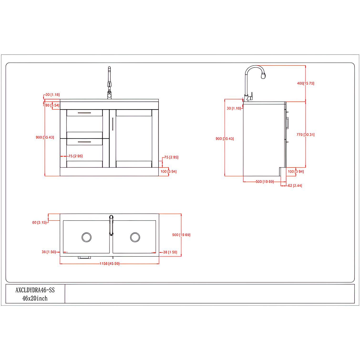 Modern Wide Shaker 46"W Utility Sink & Laundry Cabinet with High-Arc Facet and Stainless Steel Sink, White