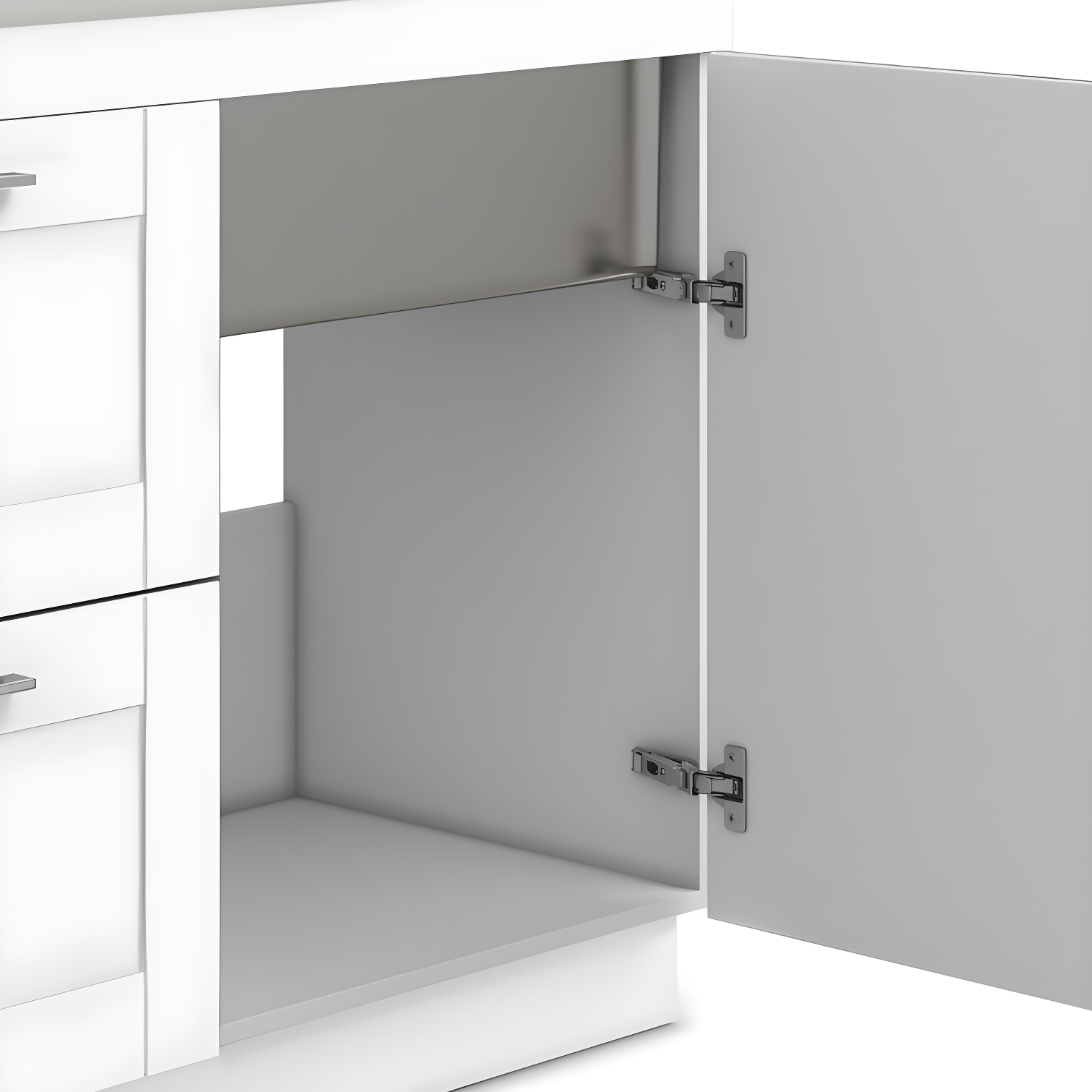 Modern Wide Shaker 46"W Utility Sink & Laundry Cabinet with High-Arc Facet and Stainless Steel Sink, White