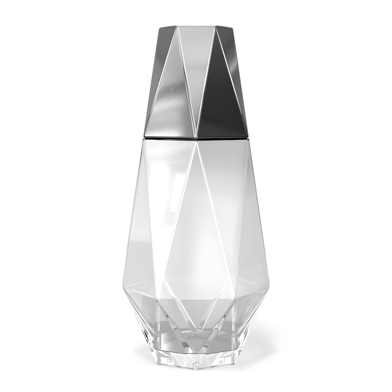 Fifth Avenue Crystal Geometric Bedside Night Water Carafe and Tumbler Lid, 2-Piece,Silver