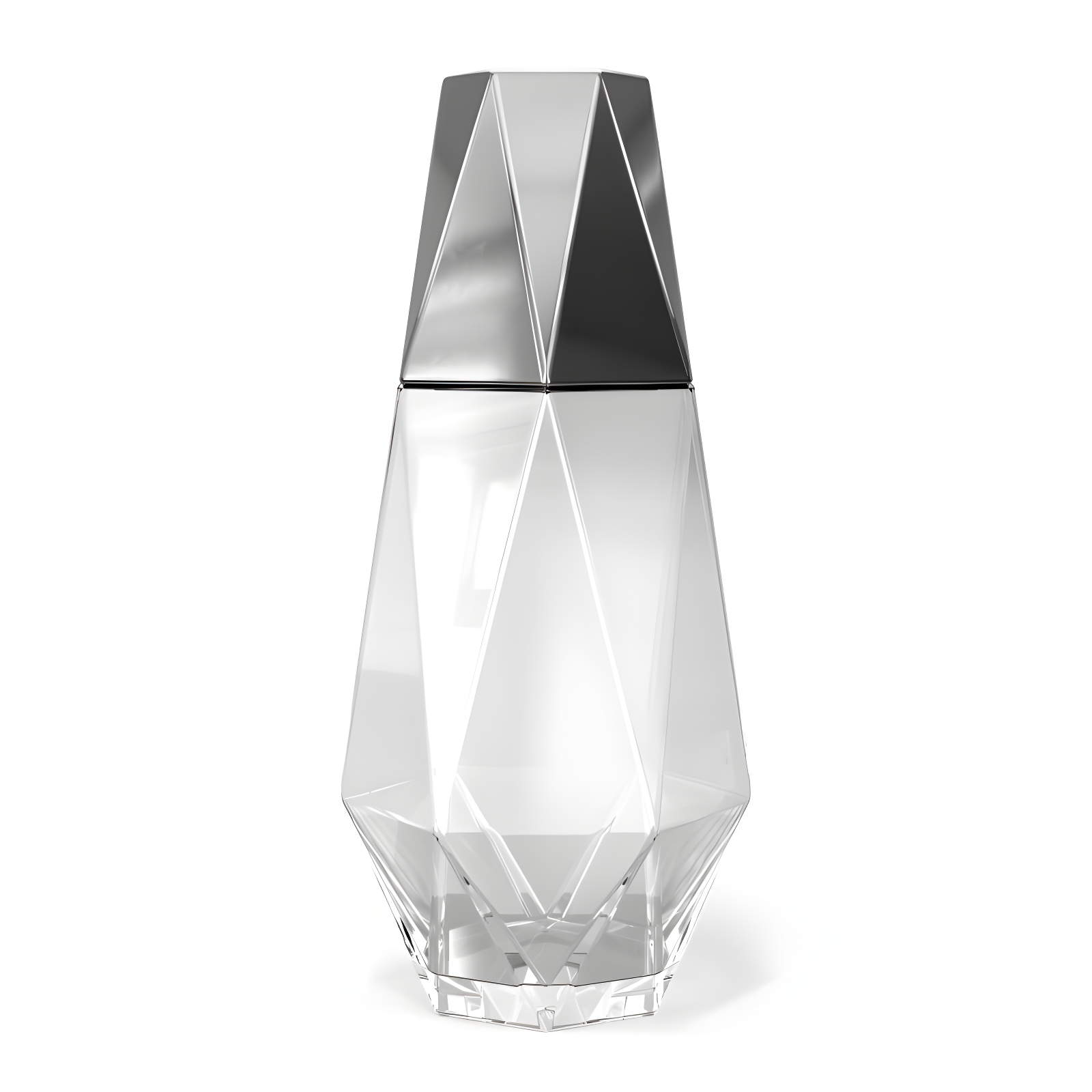 Fifth Avenue Crystal Geometric Bedside Night Water Carafe and Tumbler Lid, 2-Piece,Silver