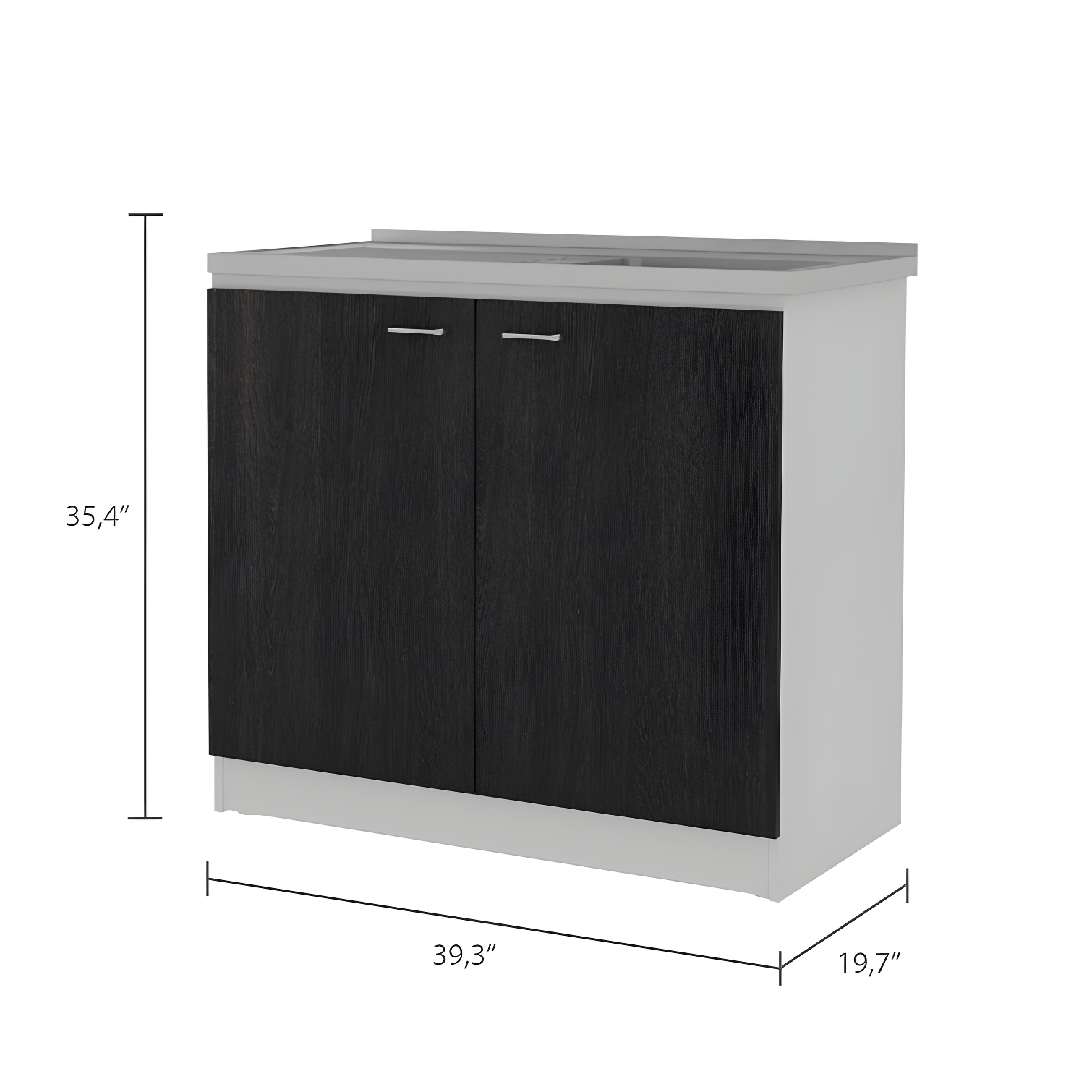 Napoles Utility Sink Cabinet With Integrated Steel Sink, Dark Walnut Frame
