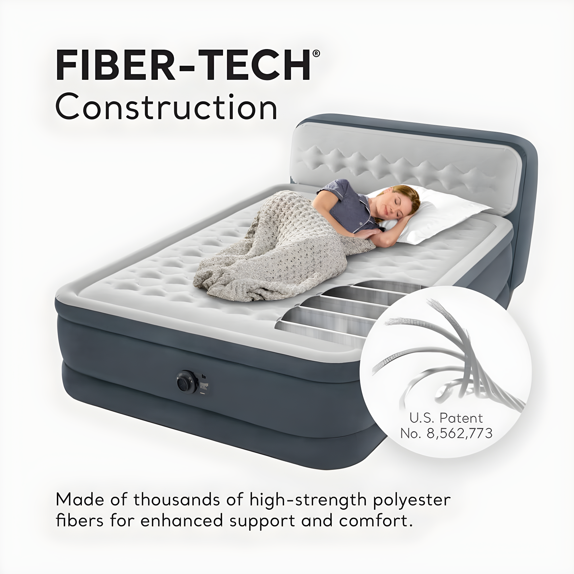 Intex Intex Dura-Beam Deluxe Ultra Plush Headboard Queen Mattress with Built-In Pump