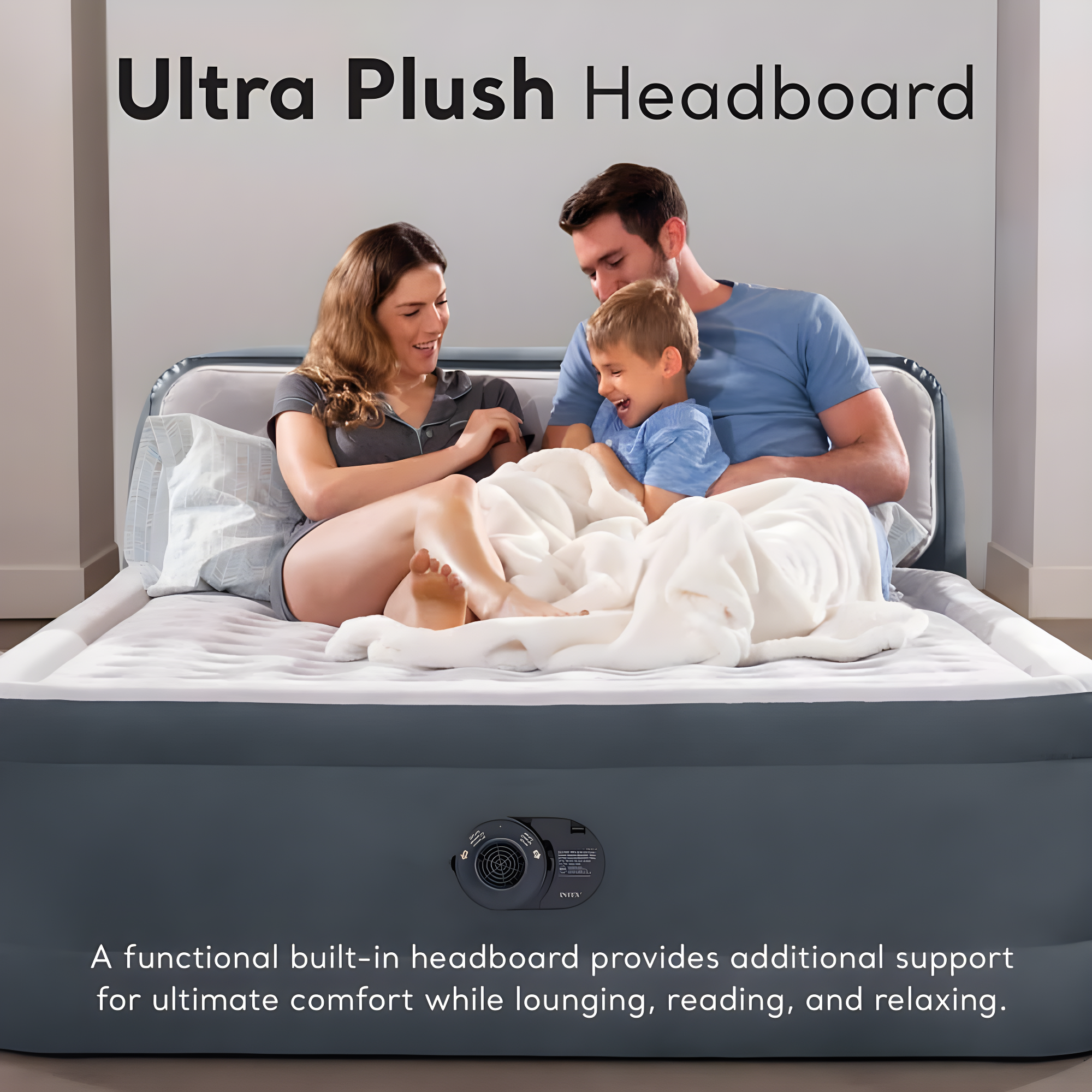 Intex Intex Dura-Beam Deluxe Ultra Plush Headboard Queen Mattress with Built-In Pump