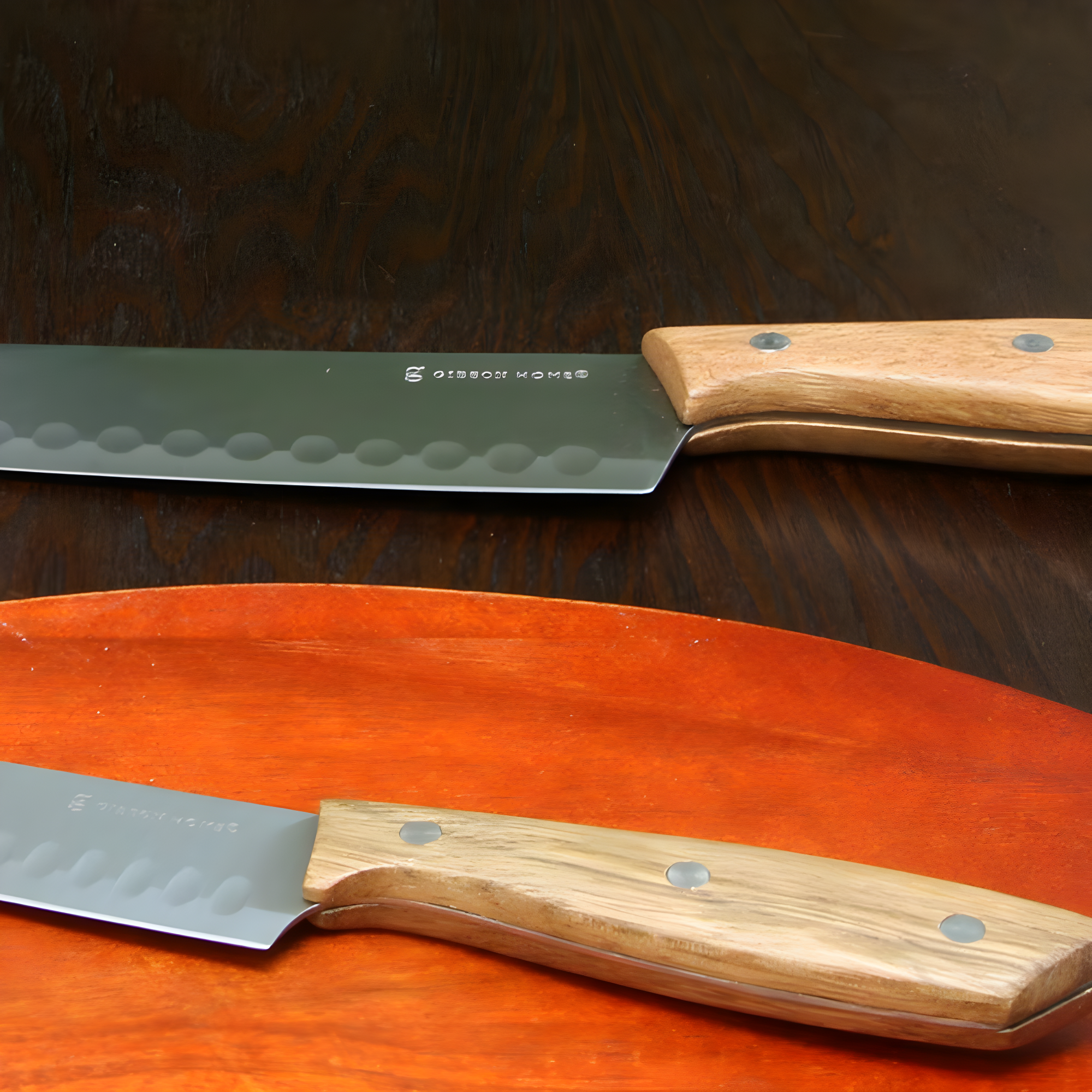 Gibson Home Seward 2 Piece Stainless Steel Santoku Knife Cutlery Set with Wood Handles