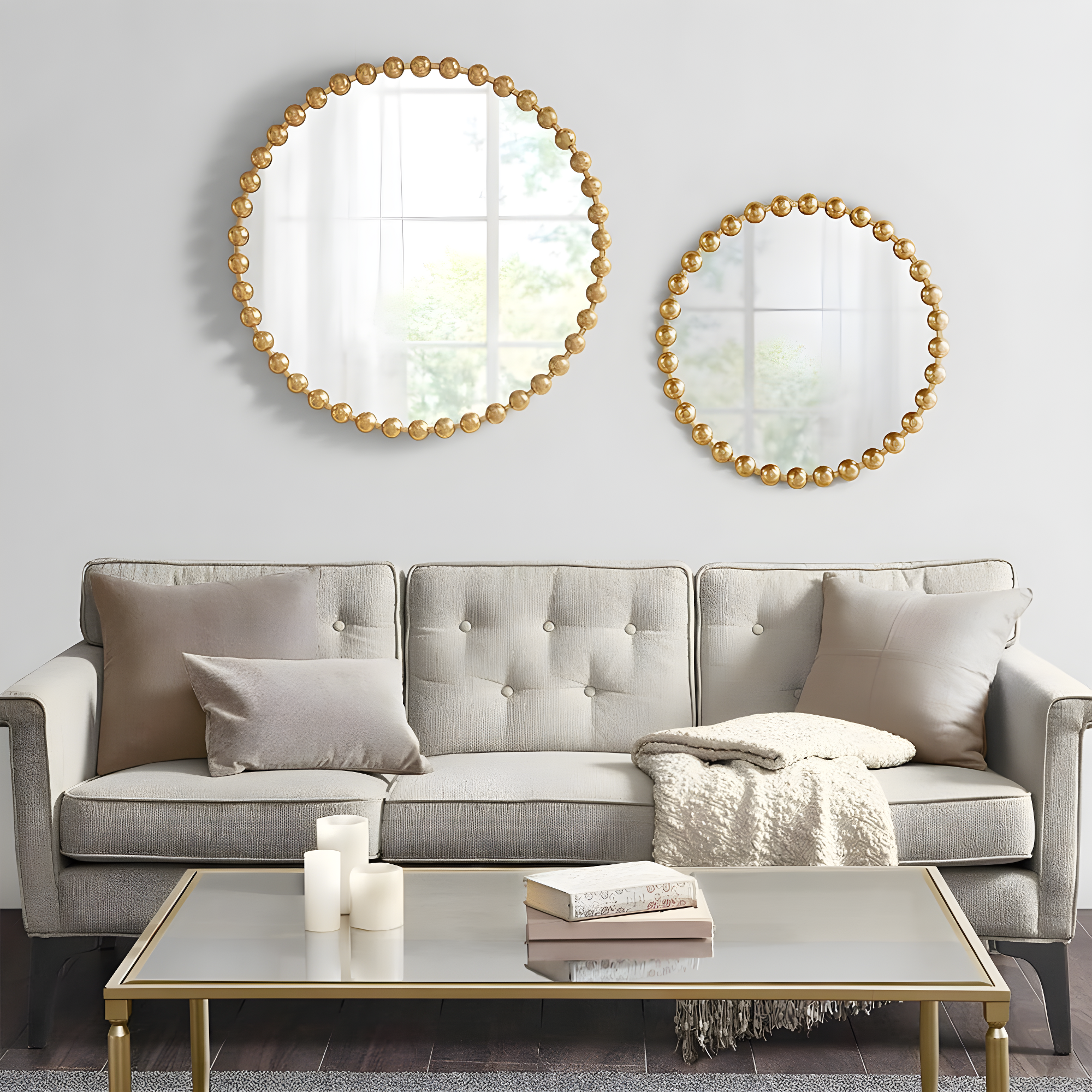 Marlowe Beaded Round Metal Wall Mirror