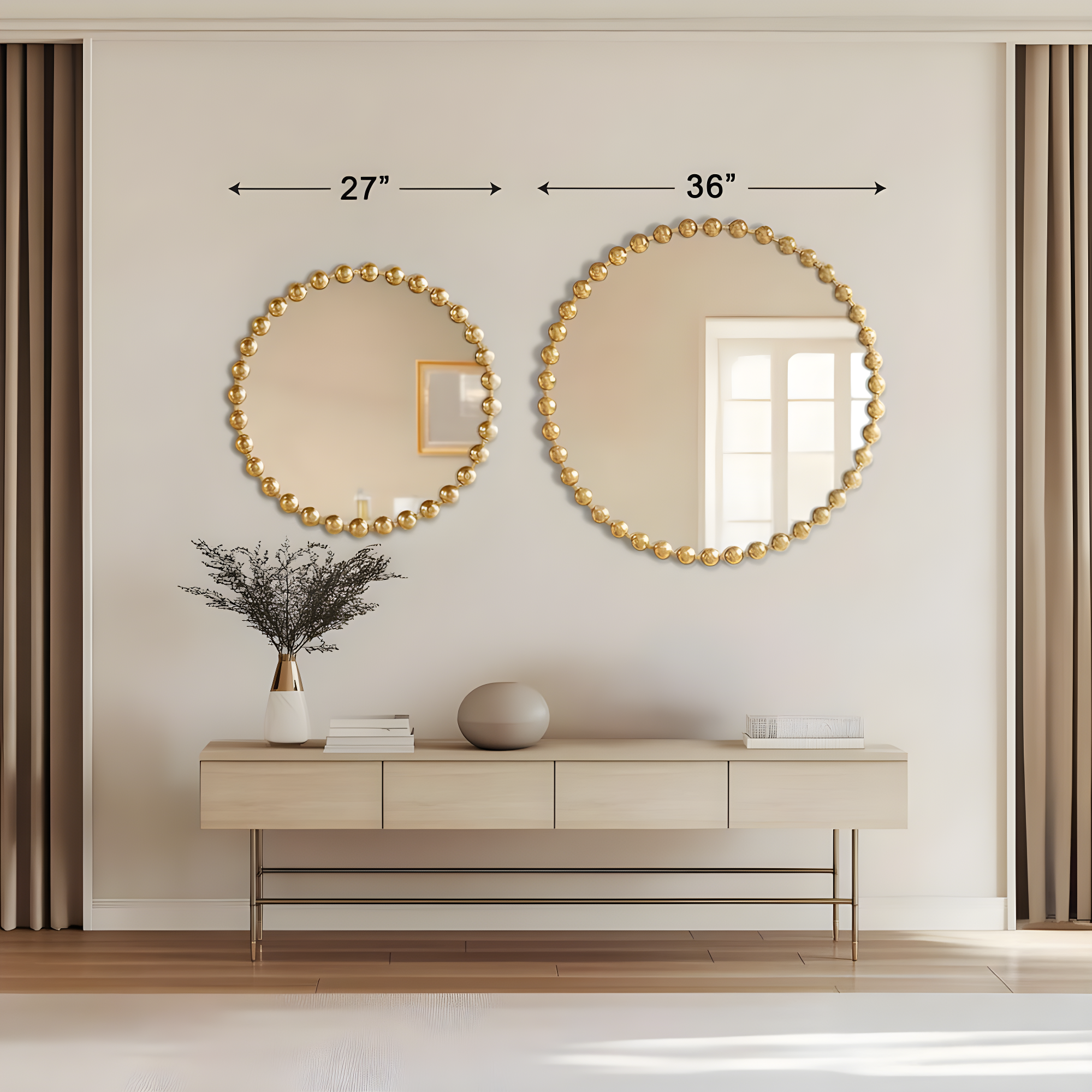 Marlowe Beaded Round Metal Wall Mirror