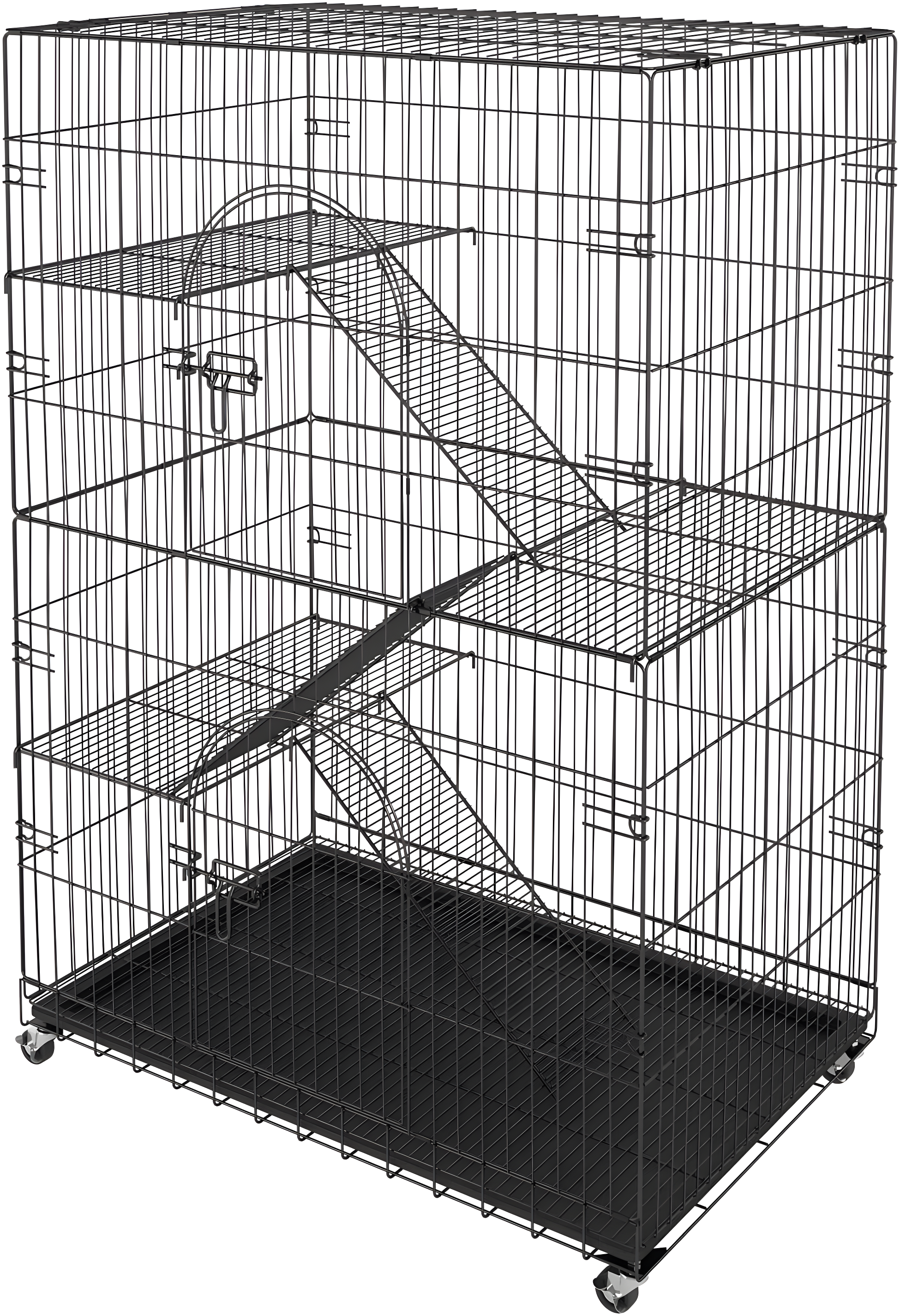VEVOR Cat Cage Indoor Catio Cat Enclosure, Large Cat House on Rotating Wheels, 4-Tier Pet Playpen, Cat Crate Cat Kennel, 35.4" L x 23.6" W x 51" H