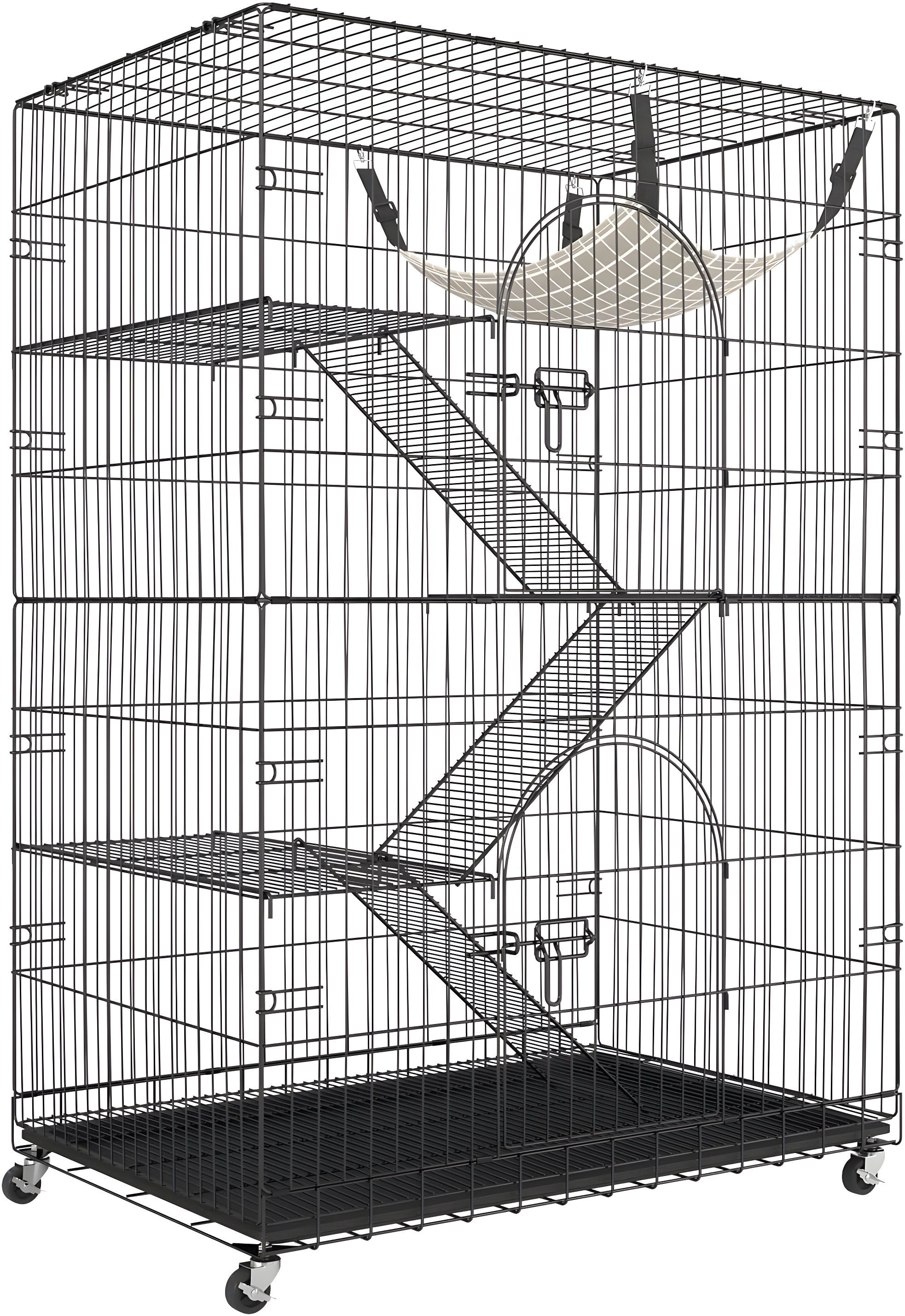 VEVOR Cat Cage Indoor Catio Cat Enclosure, Large Cat House on Rotating Wheels, 4-Tier Pet Playpen, Cat Crate Cat Kennel, 35.4" L x 23.6" W x 51" H
