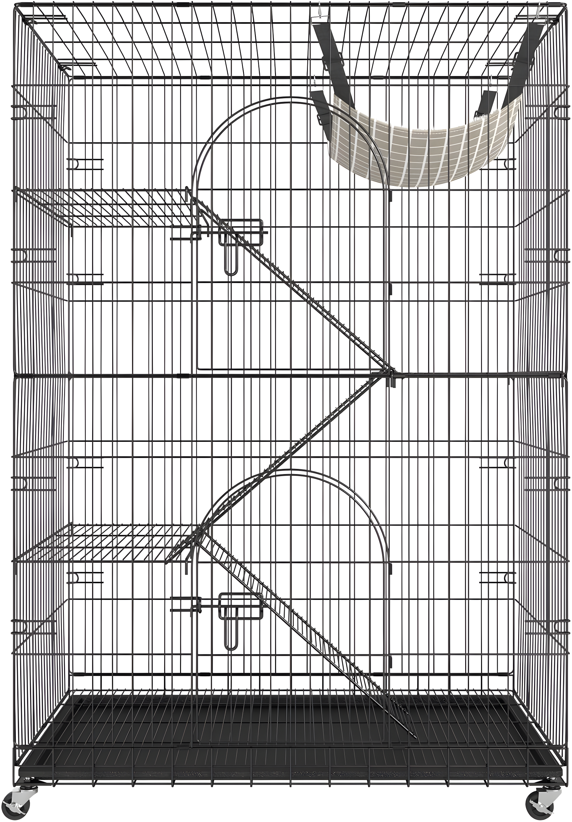 VEVOR Cat Cage Indoor Catio Cat Enclosure, Large Cat House on Rotating Wheels, 4-Tier Pet Playpen, Cat Crate Cat Kennel, 35.4" L x 23.6" W x 51" H