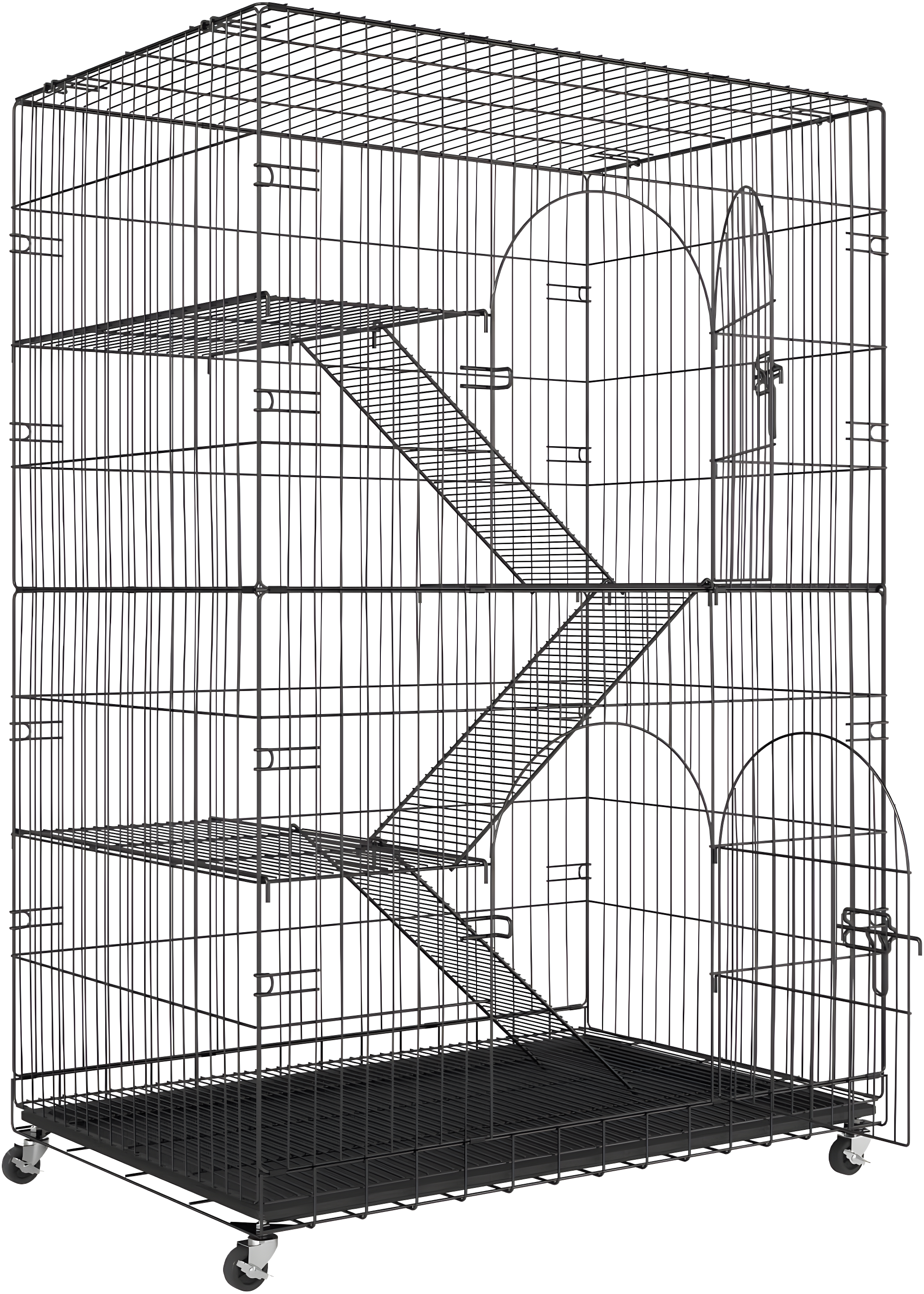 VEVOR Cat Cage Indoor Catio Cat Enclosure, Large Cat House on Rotating Wheels, 4-Tier Pet Playpen, Cat Crate Cat Kennel, 35.4" L x 23.6" W x 51" H