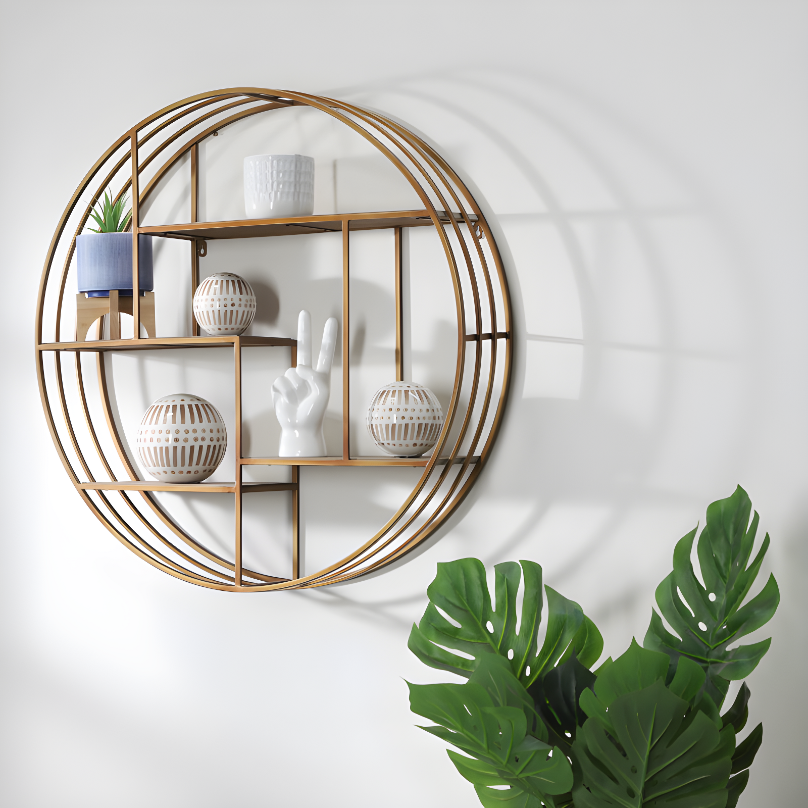 Sagebrook Home Kittle Modern Glam Iron and Wood Wall Storage Shelf