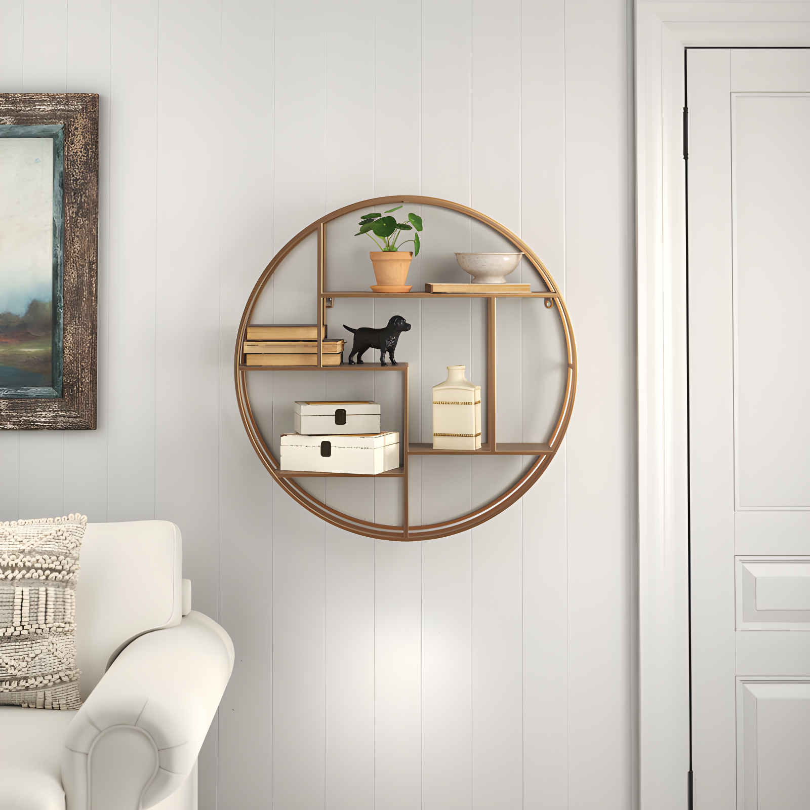 Sagebrook Home Kittle Modern Glam Iron and Wood Wall Storage Shelf