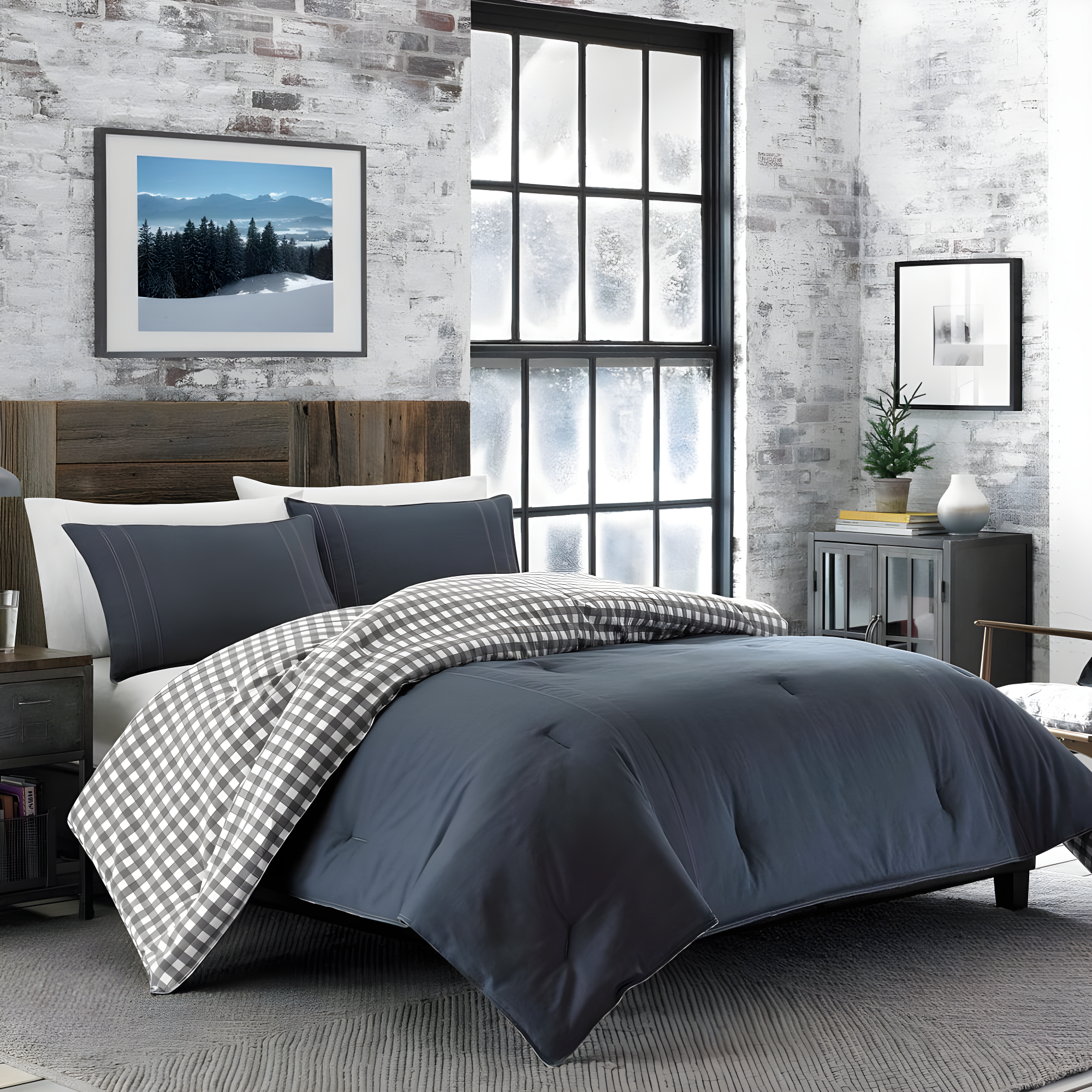 Eddie Bauer Eddie Bauer Kingston Navy Cotton Reversible Comforter Set