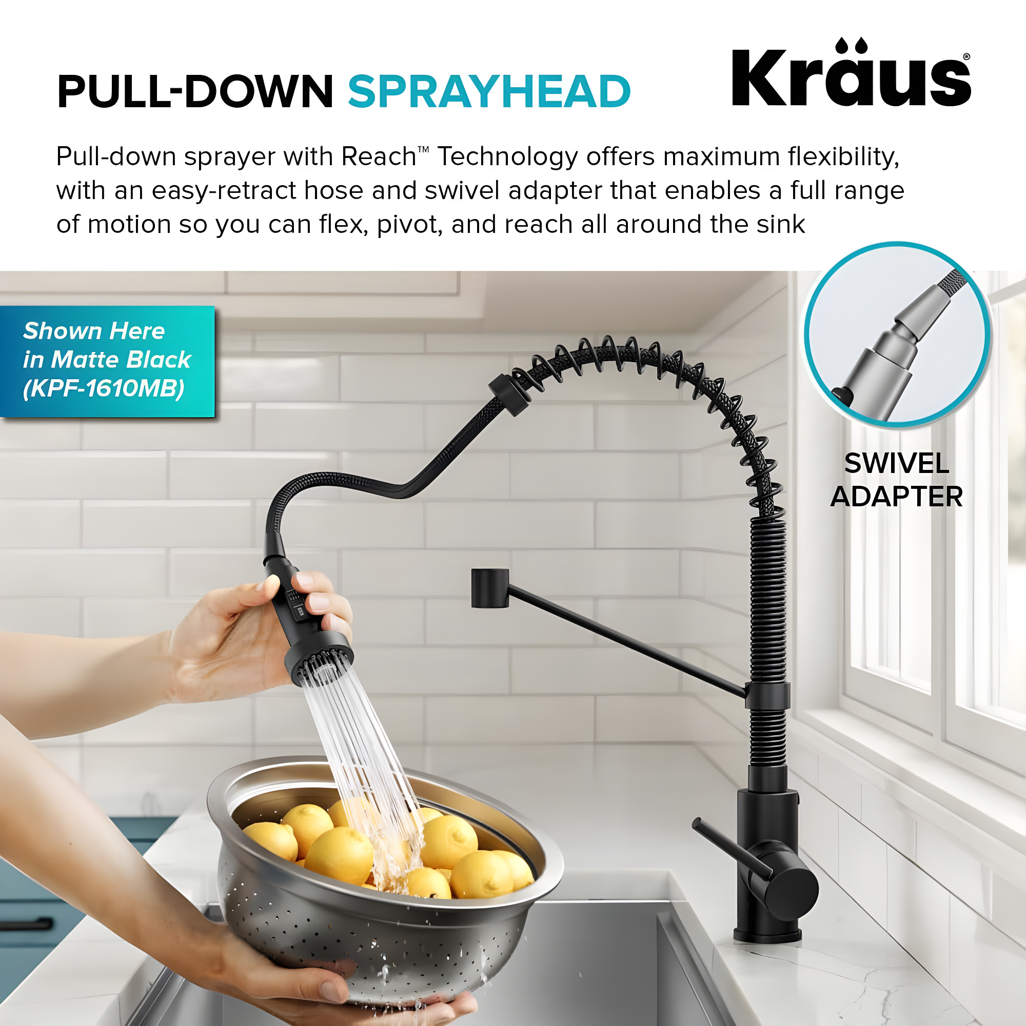 KRAUS Bolden Commercial Style 2-Function Single Handle Pull Down Kitchen Faucet