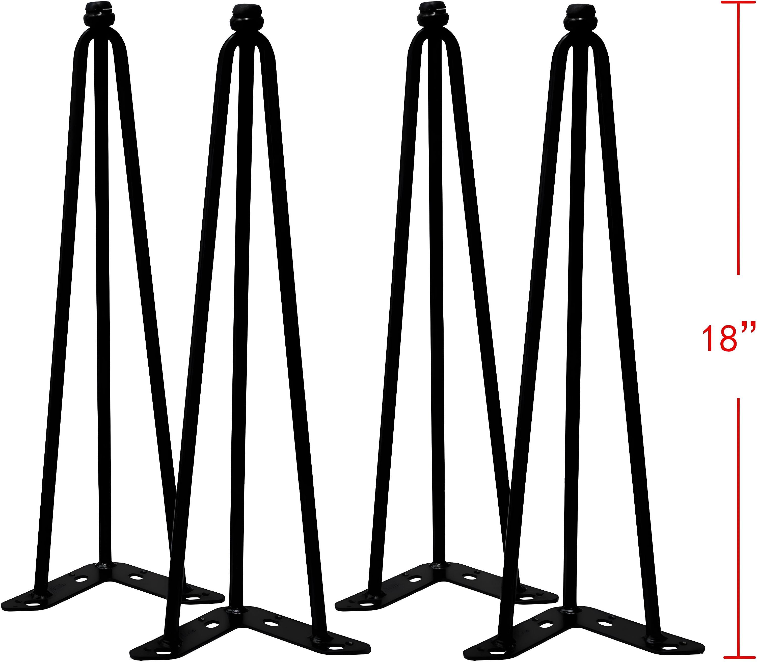 Home Soft Things 4 Piece Hairpin Metal Table Legs Furniture Legs Tripod 18" (4 pc)